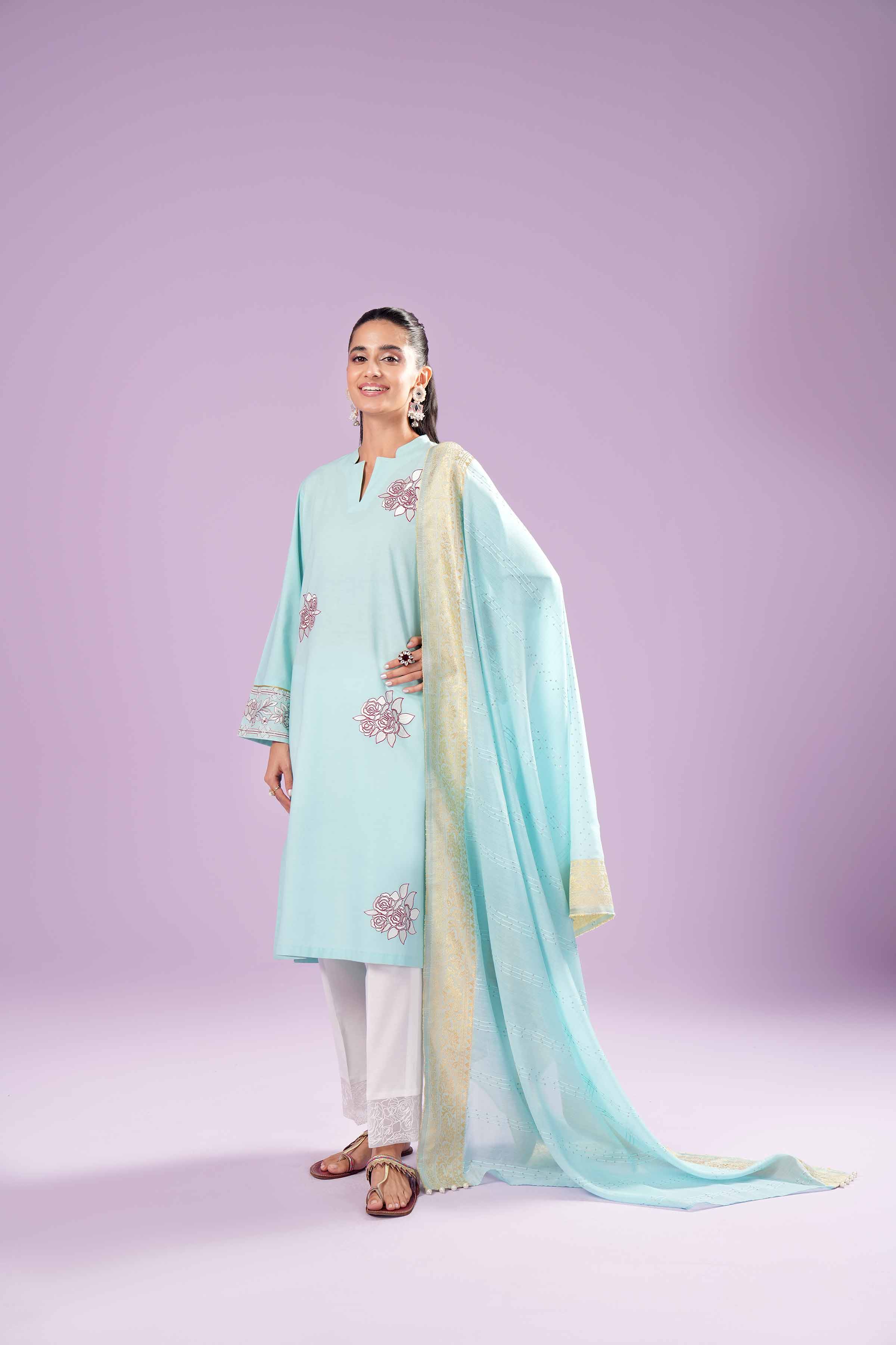 2 Piece - Printed Embroidered Suit - PE24-136 - Image 4