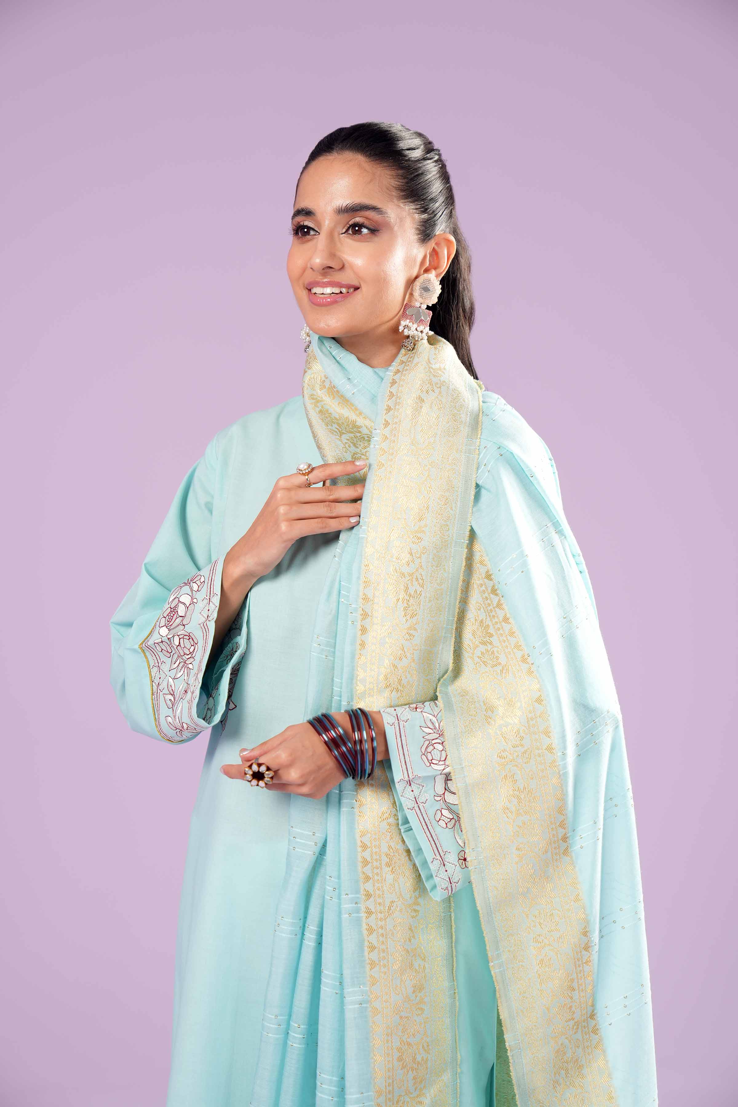 2 Piece - Printed Embroidered Suit - PE24-136 - Image 5