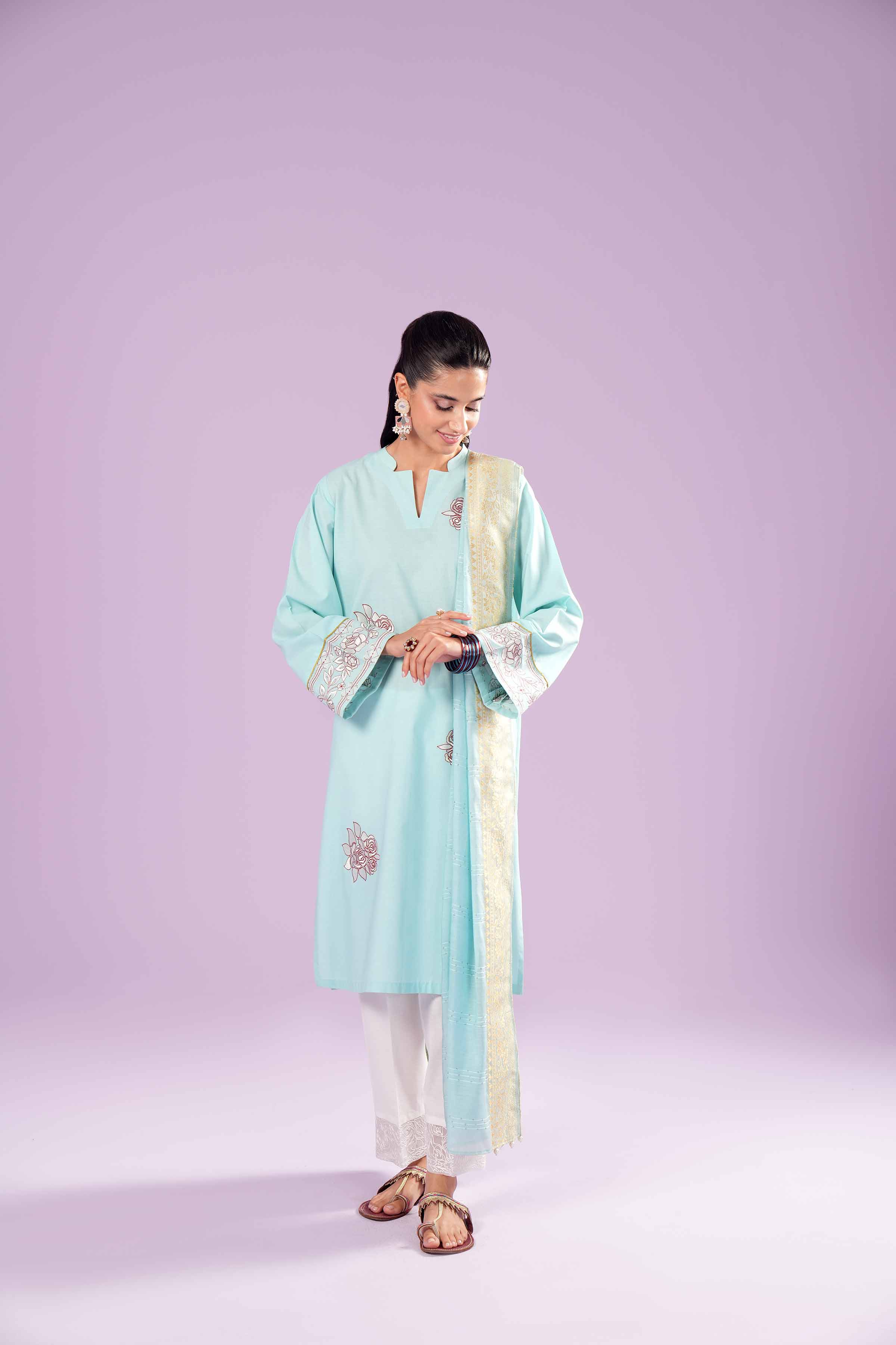2 Piece - Printed Embroidered Suit - PE24-136 - Image 7