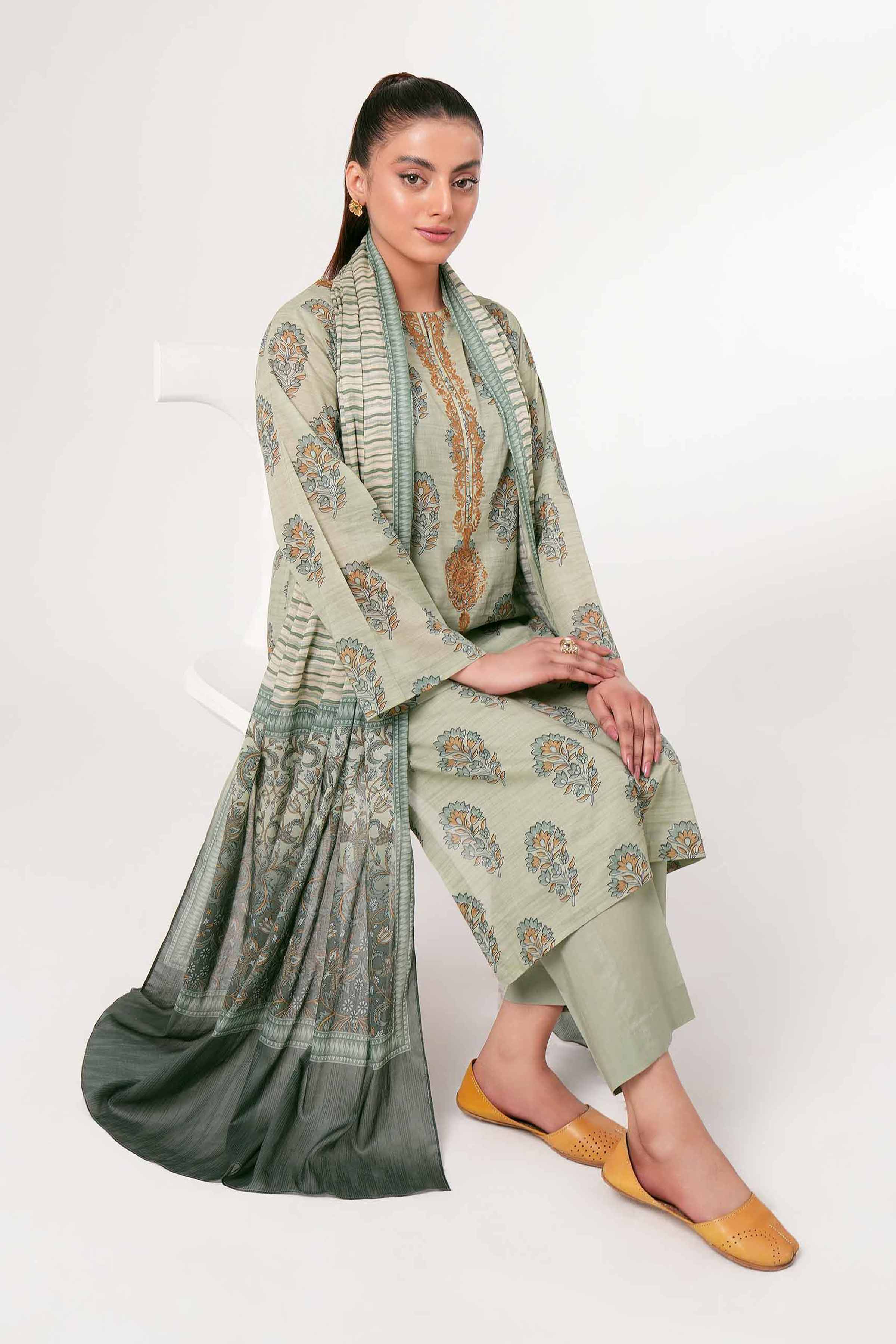 3 Piece - Printed Embroidered Suit - PE24-246