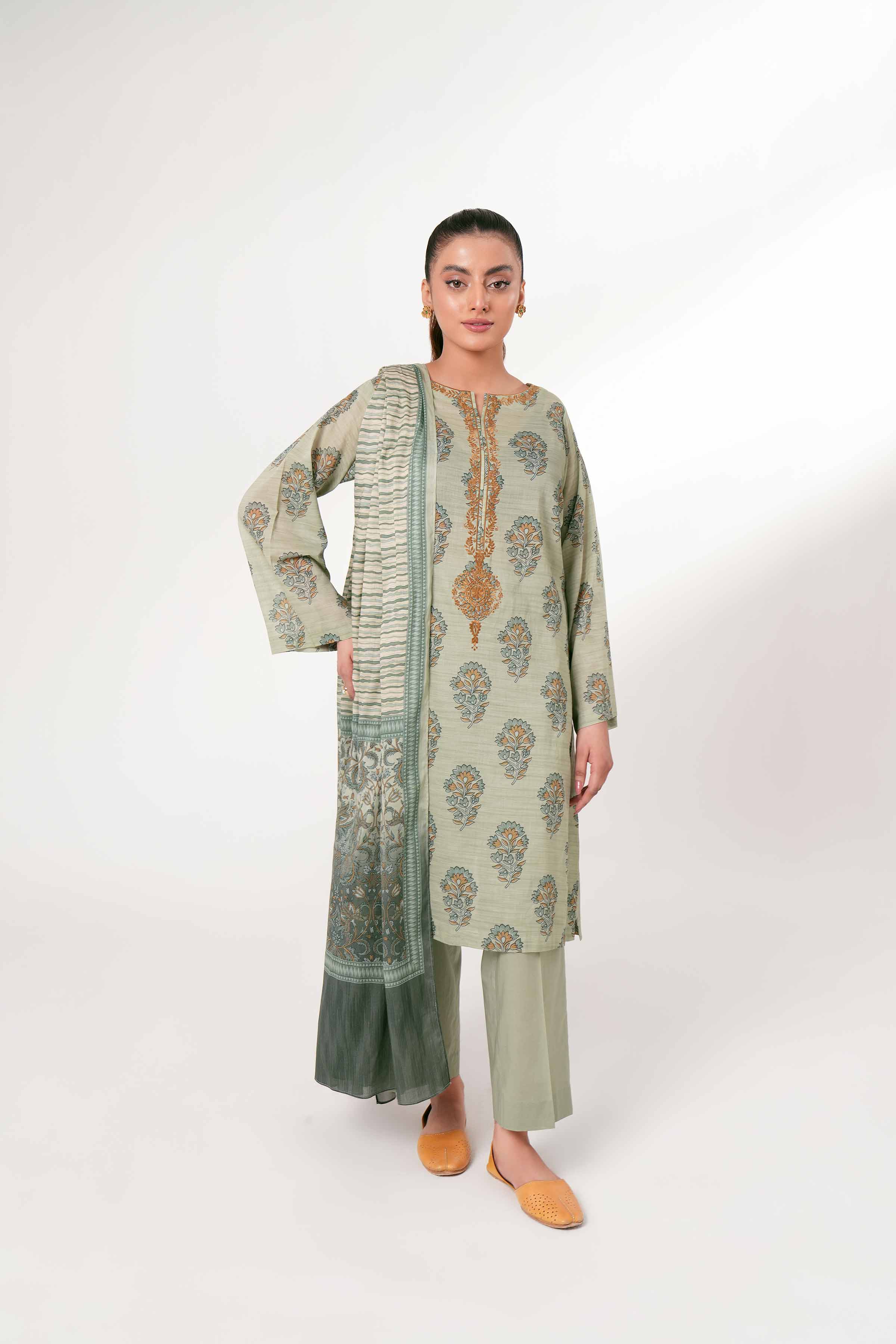3 Piece - Printed Embroidered Suit - PE24-246 - Image 5