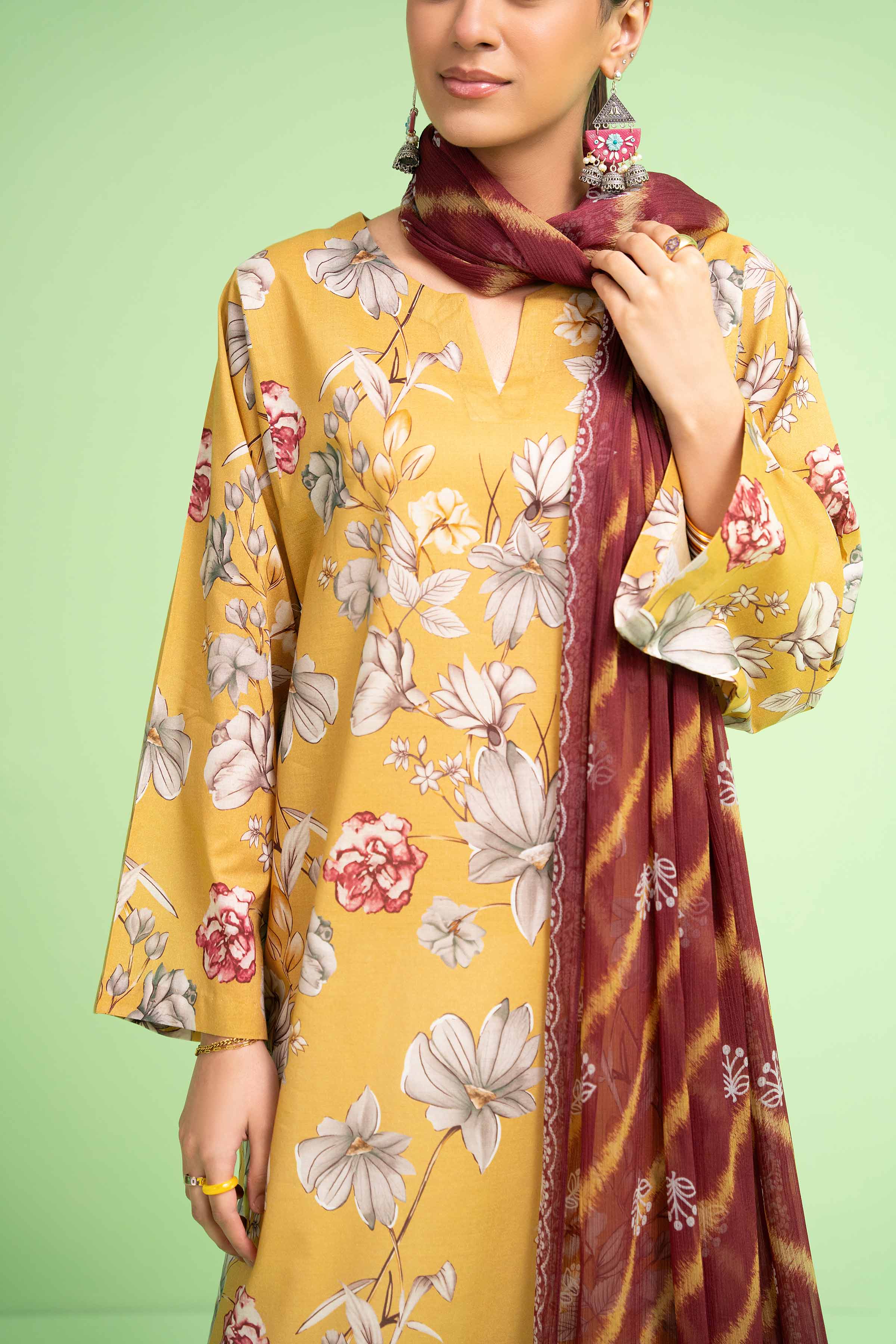 2 Piece - Printed Embroidered Suit - PE24-375 - Image 4
