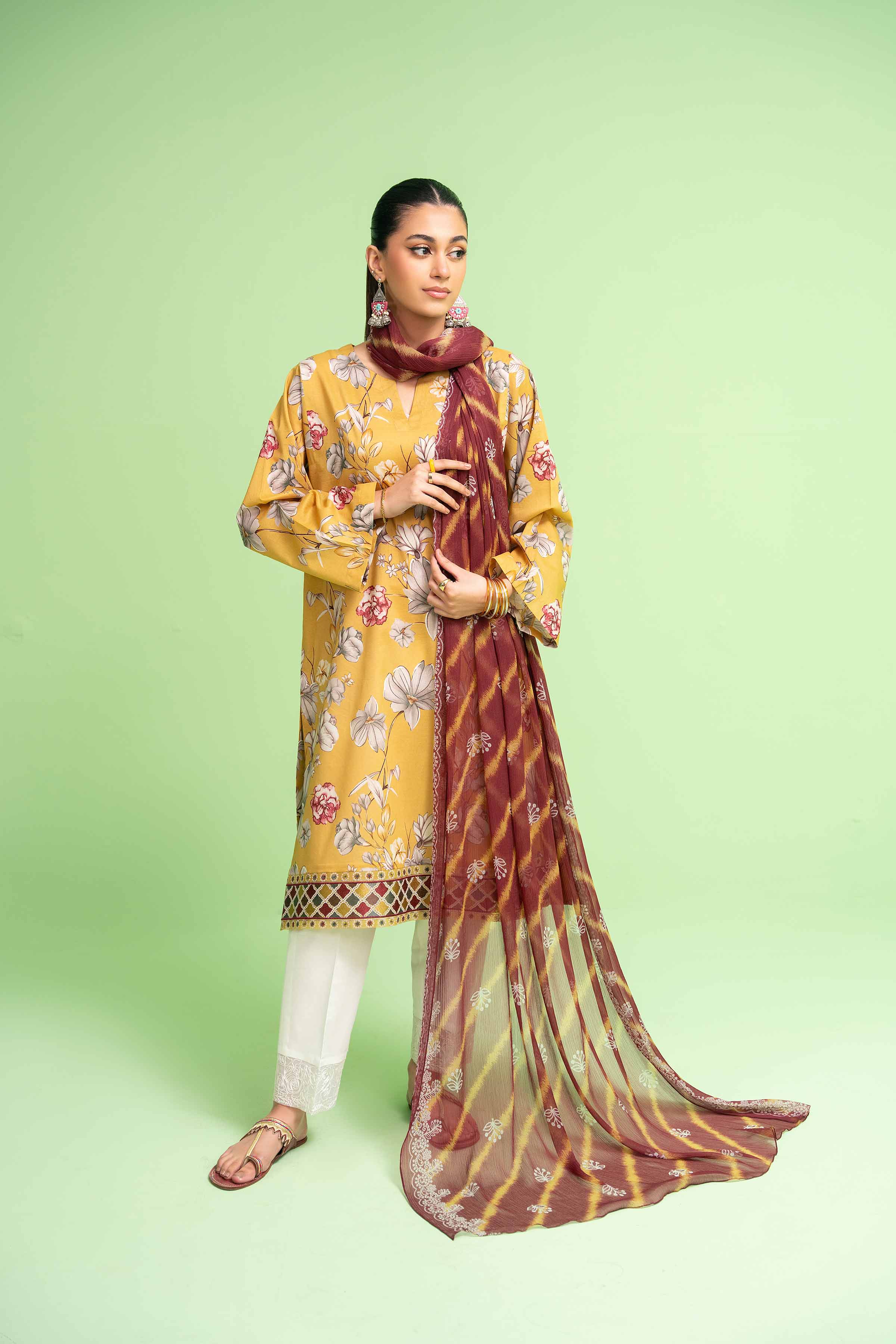 2 Piece - Printed Embroidered Suit - PE24-375 - Image 5