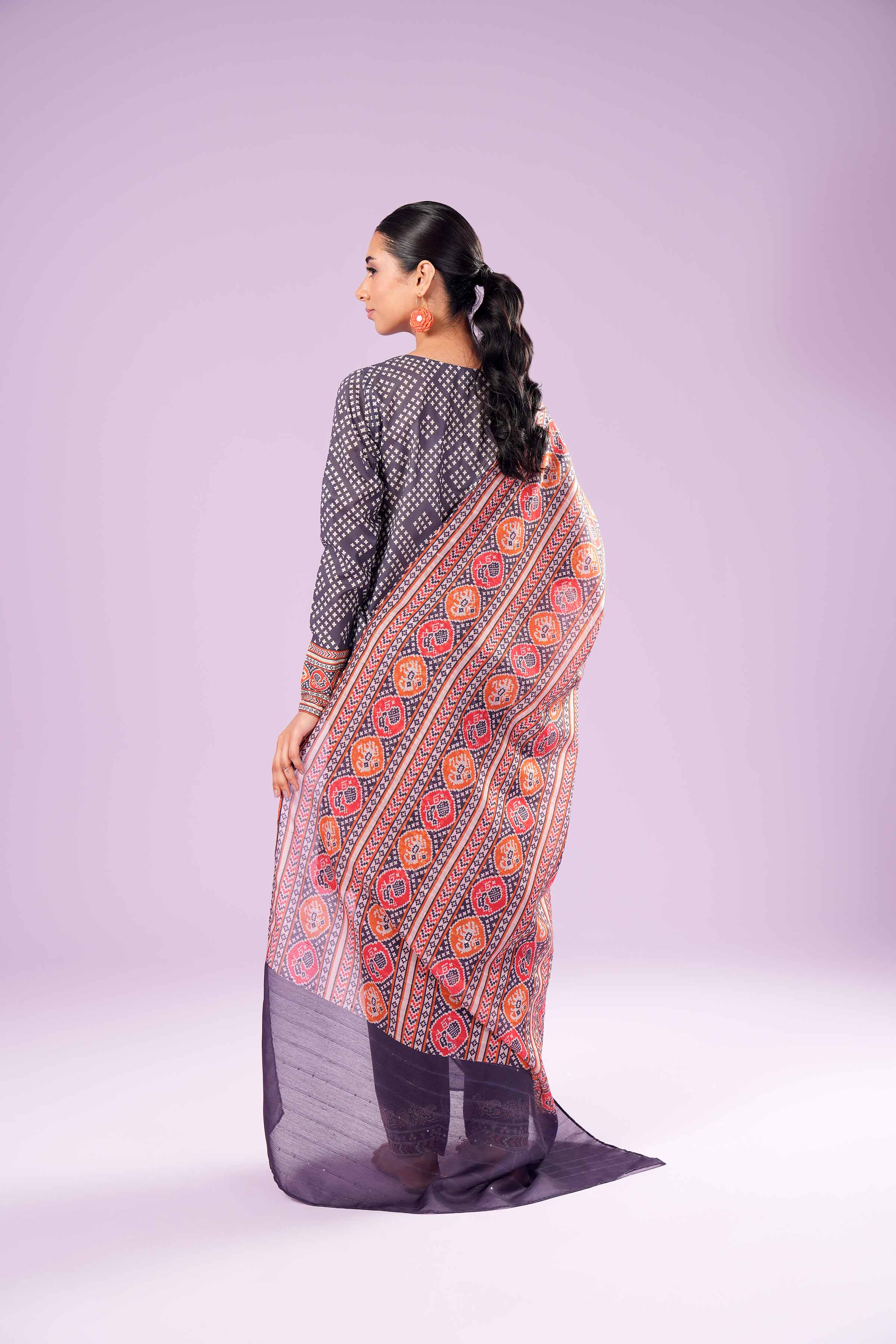 3 Piece - Printed Embroidered Suit - PE24-383 - Image 3