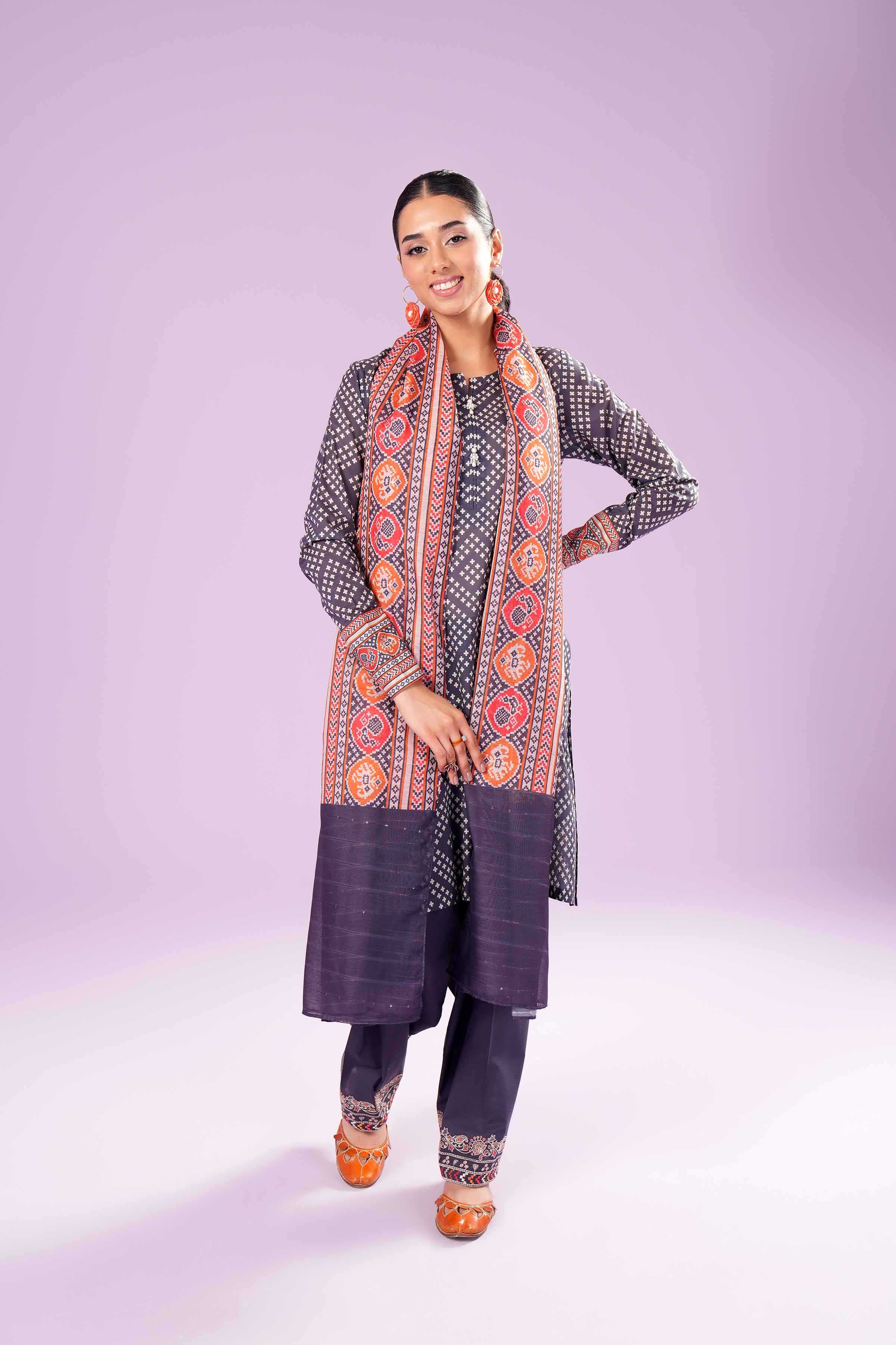 3 Piece - Printed Embroidered Suit - PE24-383 - Image 5