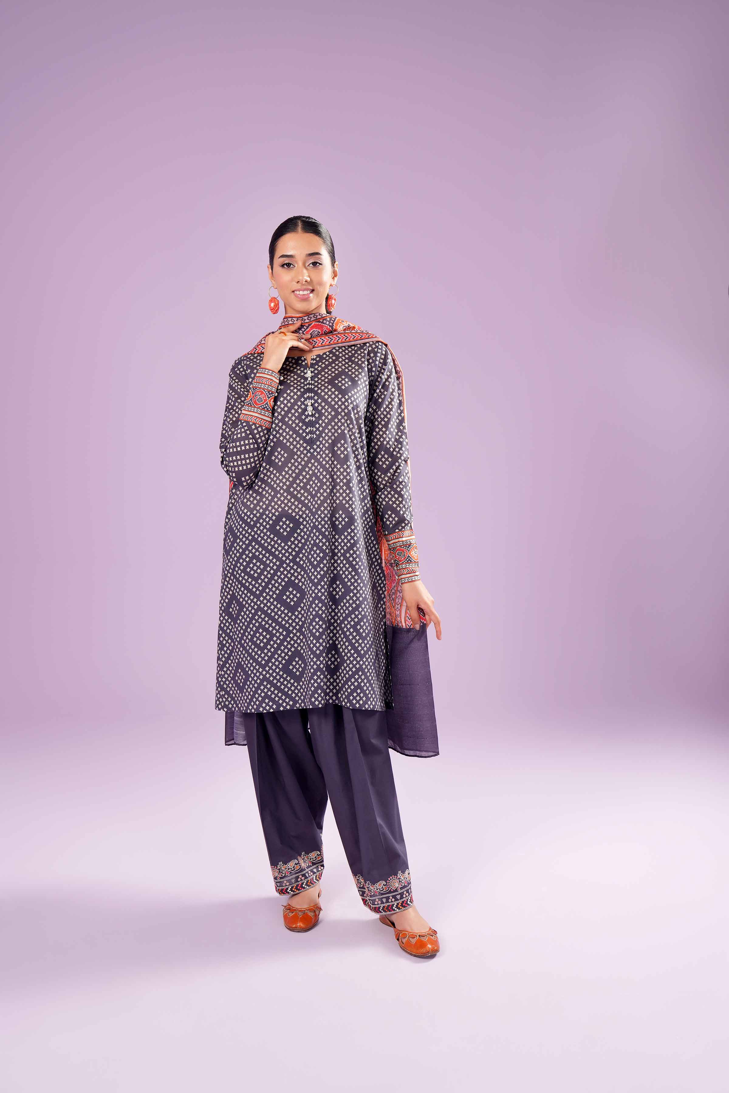 3 Piece - Printed Embroidered Suit - PE24-383 - Image 6