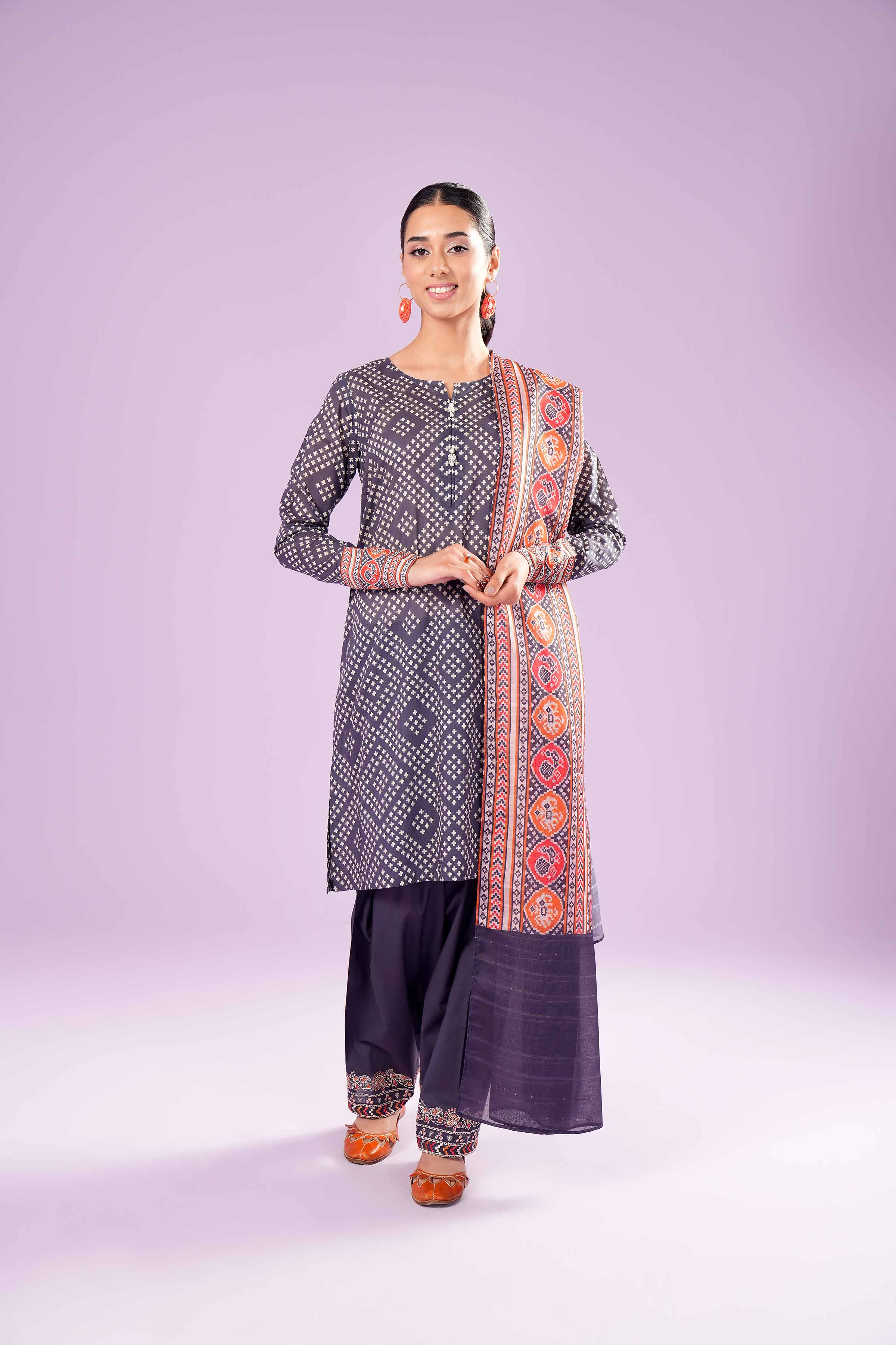 3 Piece - Printed Embroidered Suit - PE24-383 - Image 7