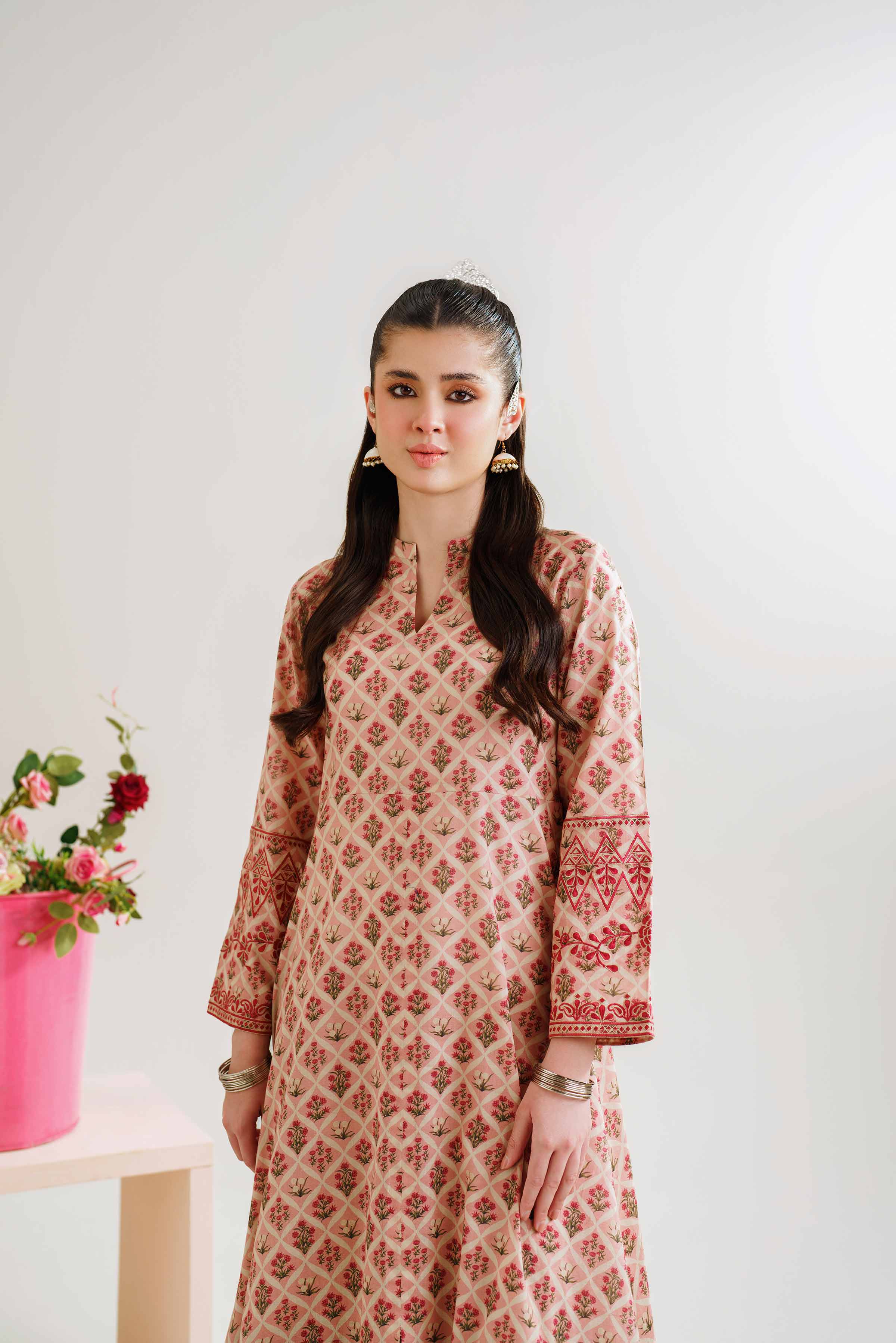 Printed Embroidered Dress - PE24-390 - Image 4