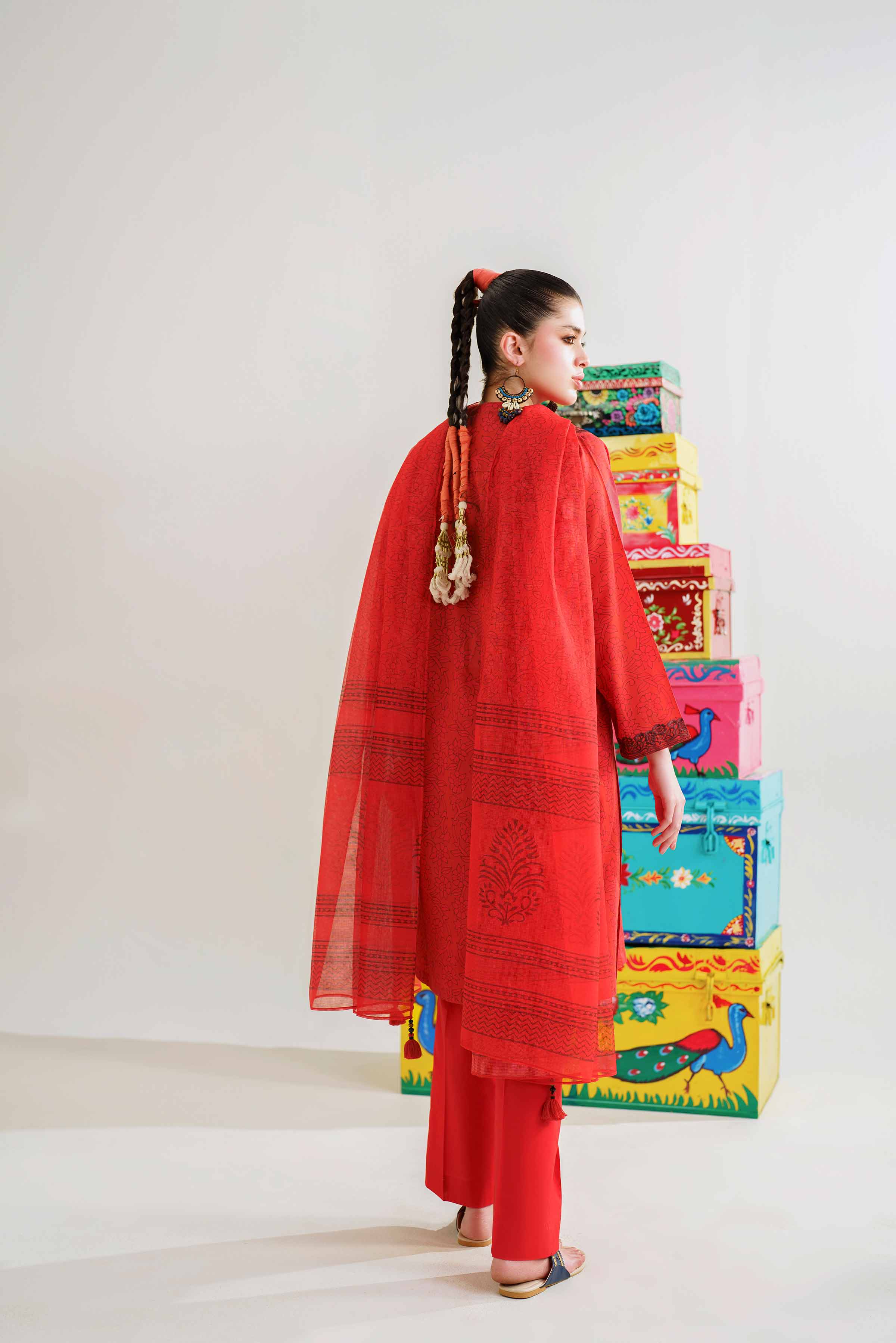 3 Piece - Printed Embroidered Suit - PE24-412 - Image 3