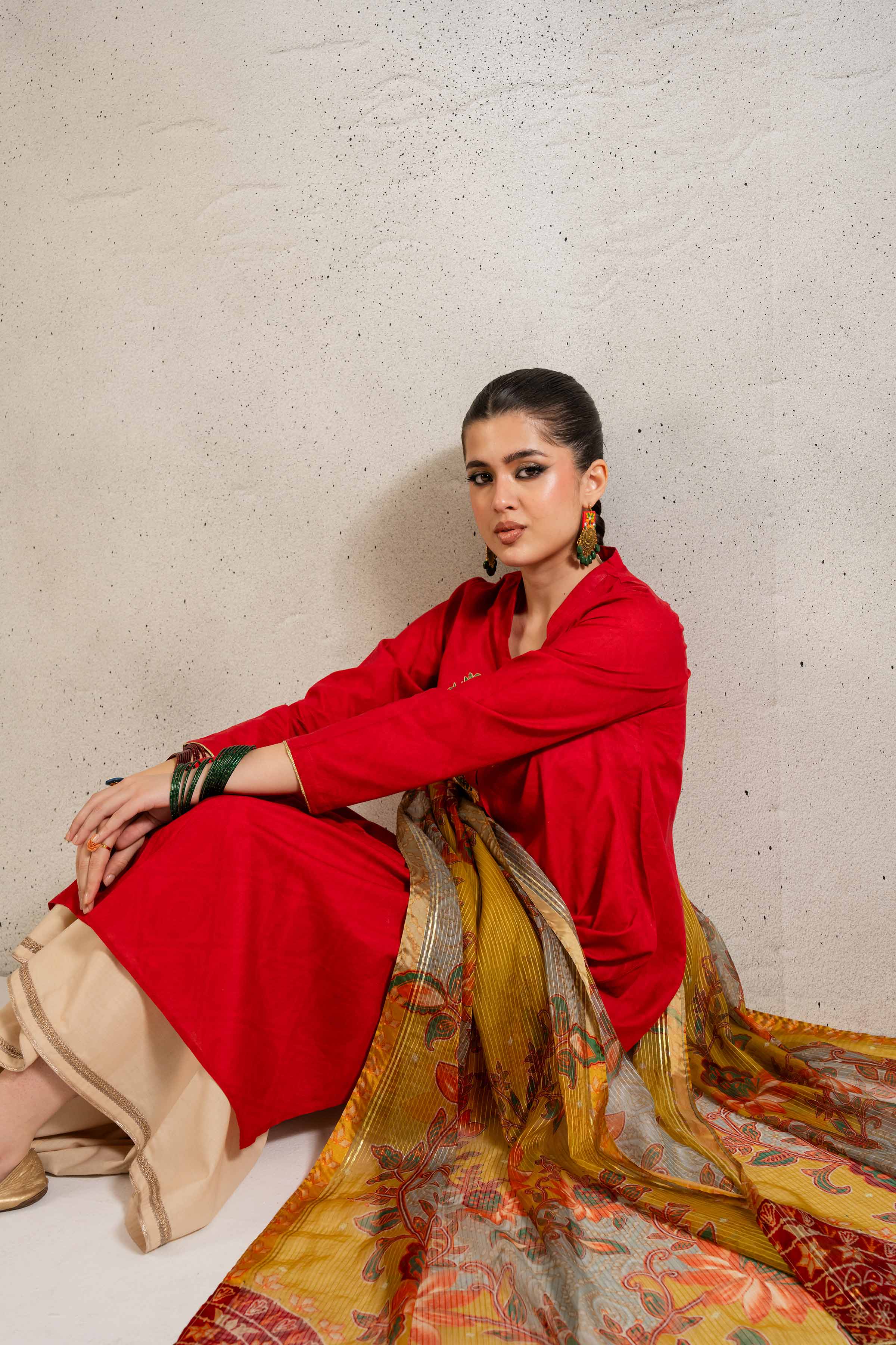 2 Piece - Printed Embroidered Suit - PE25-126 - Image 5