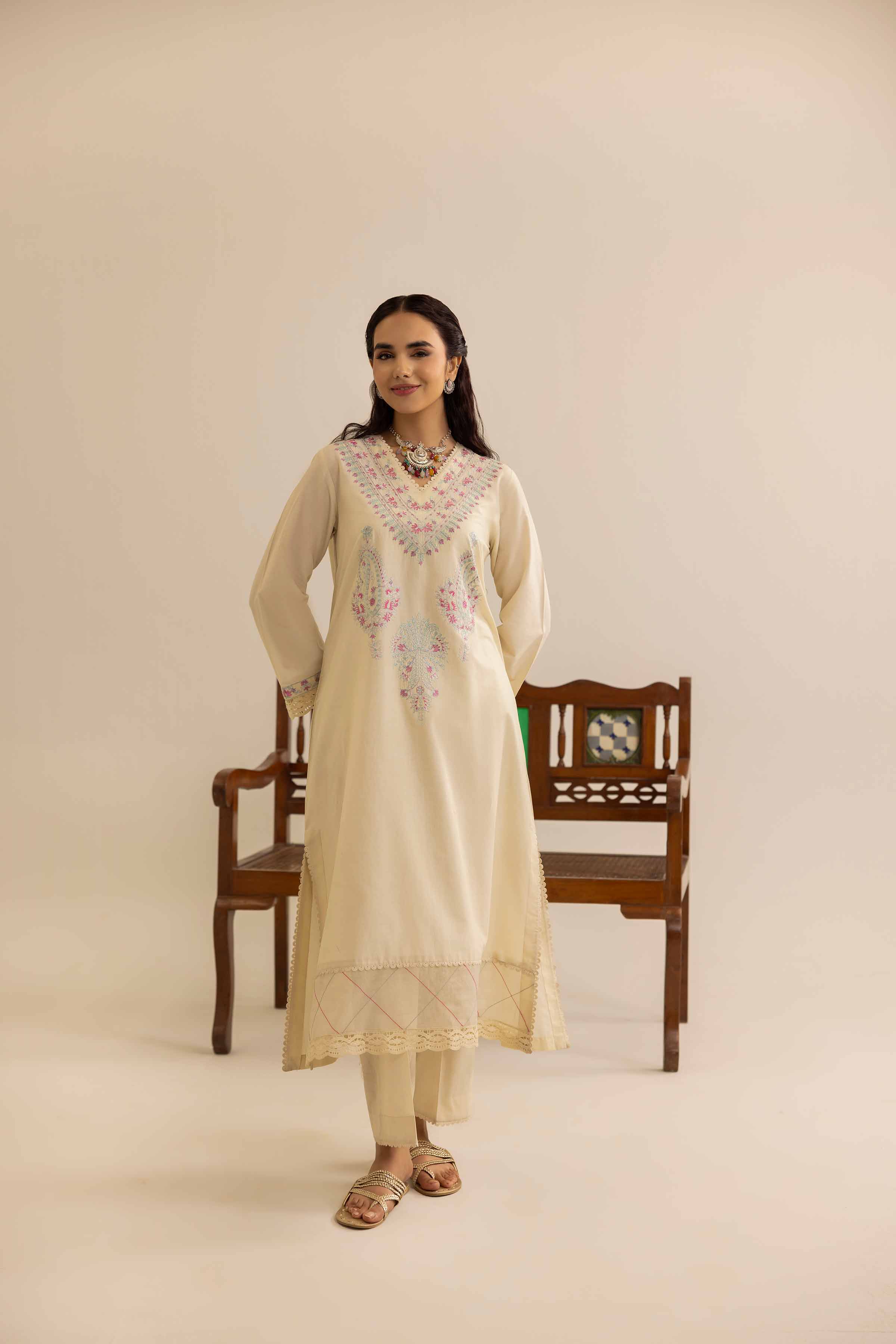 2 Piece - Embroidered Suit - PE25-138 - Image 3