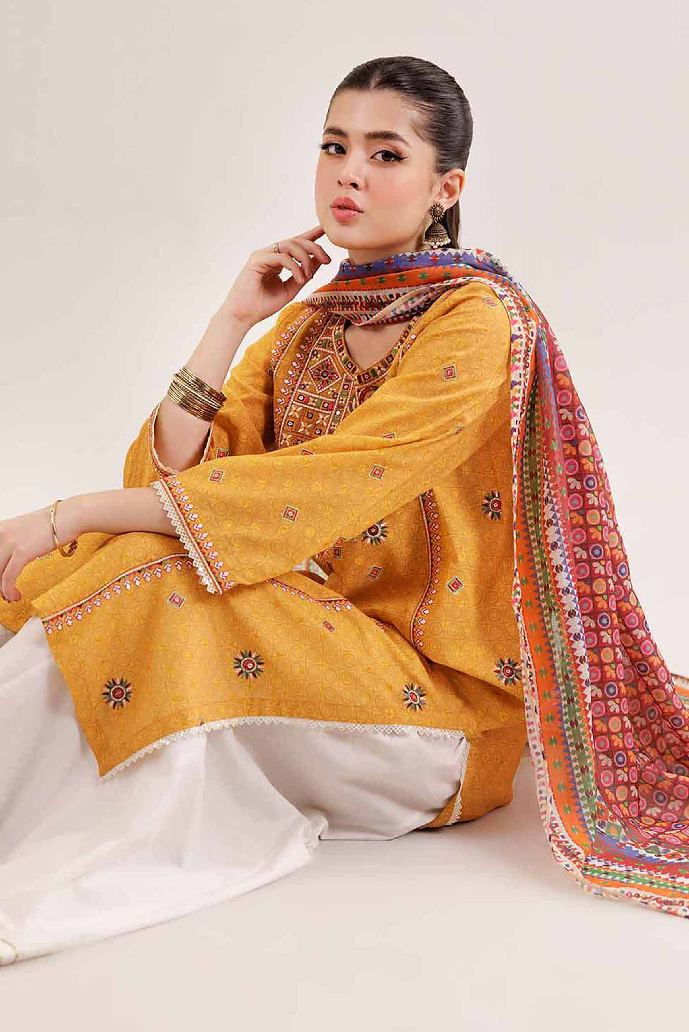 2 Piece - Printed Embroidered Suit - PE25-163 - Image 2