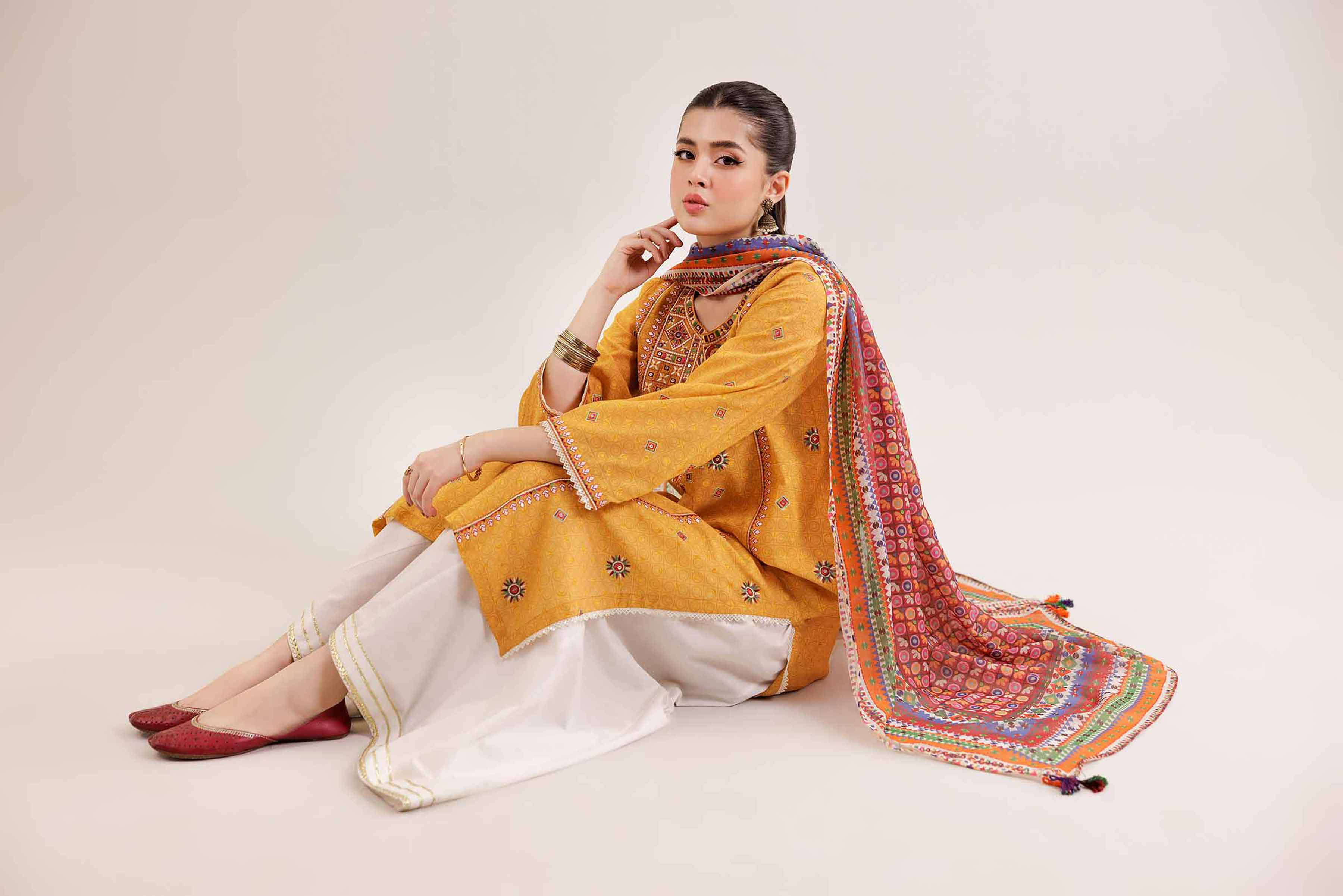 2 Piece - Printed Embroidered Suit - PE25-163 - Image 5