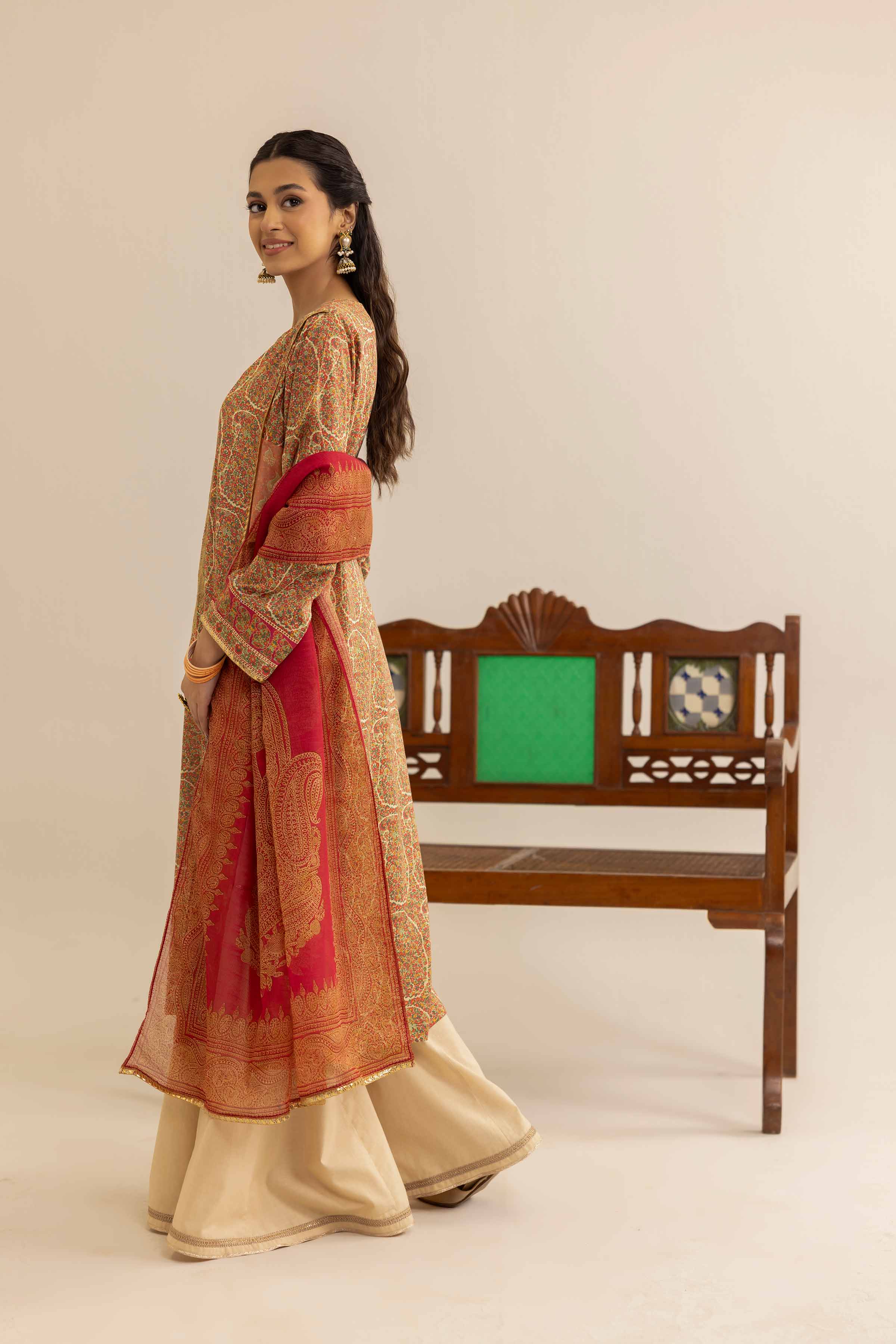 2 Piece - Printed Embroidered Suit - PE25-175 - Image 3