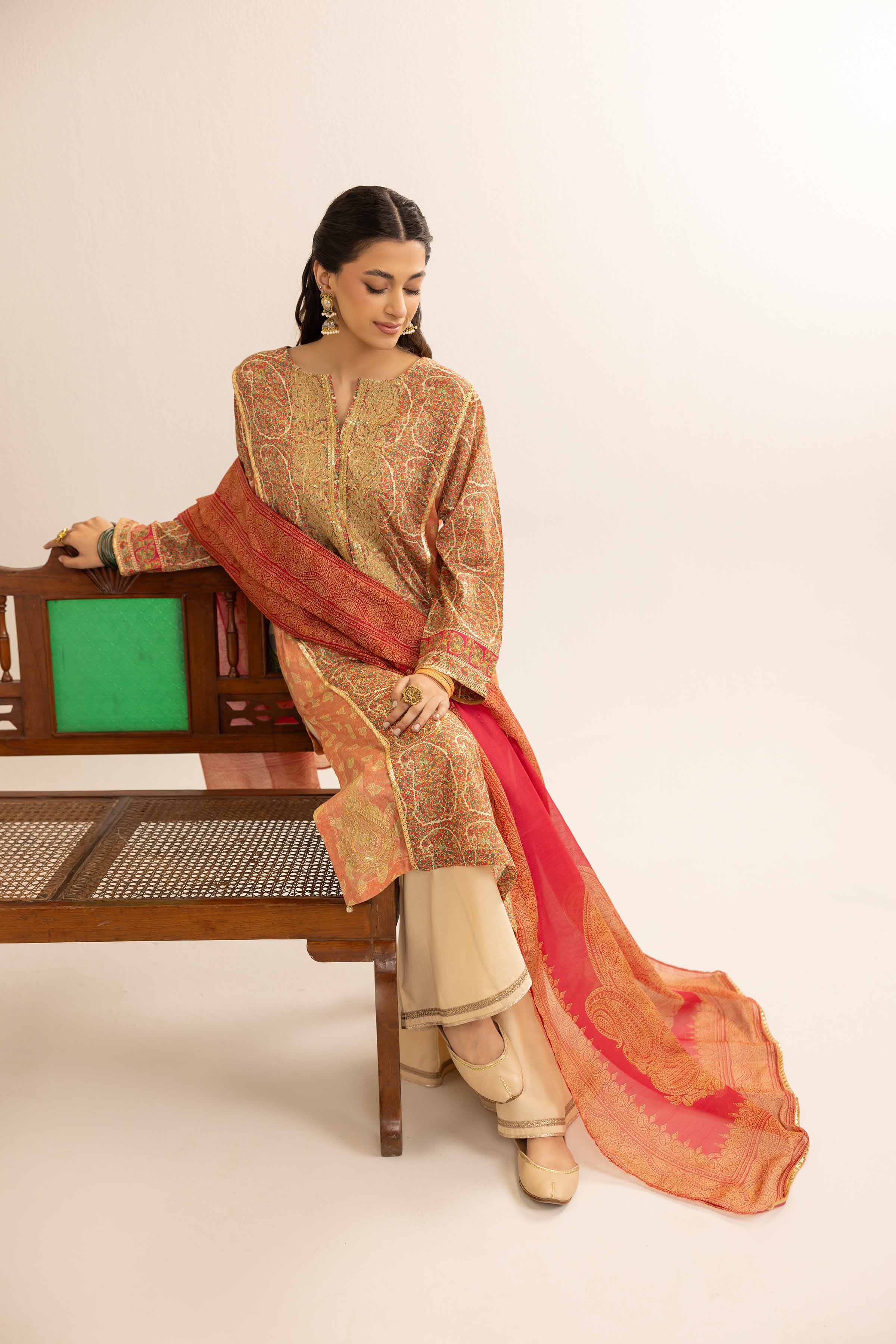2 Piece - Printed Embroidered Suit - PE25-175 - Image 5