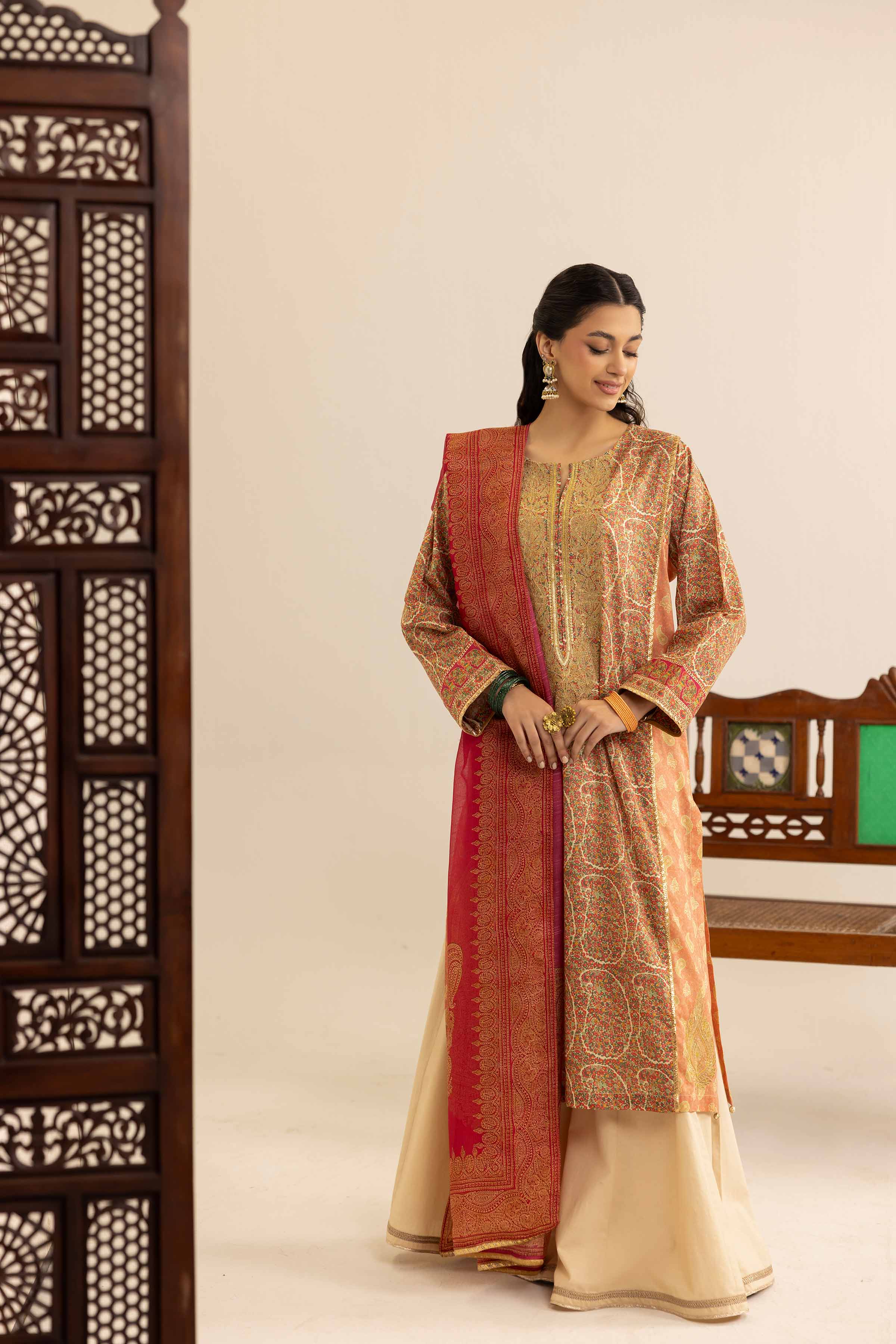 2 Piece - Printed Embroidered Suit - PE25-175 - Image 6