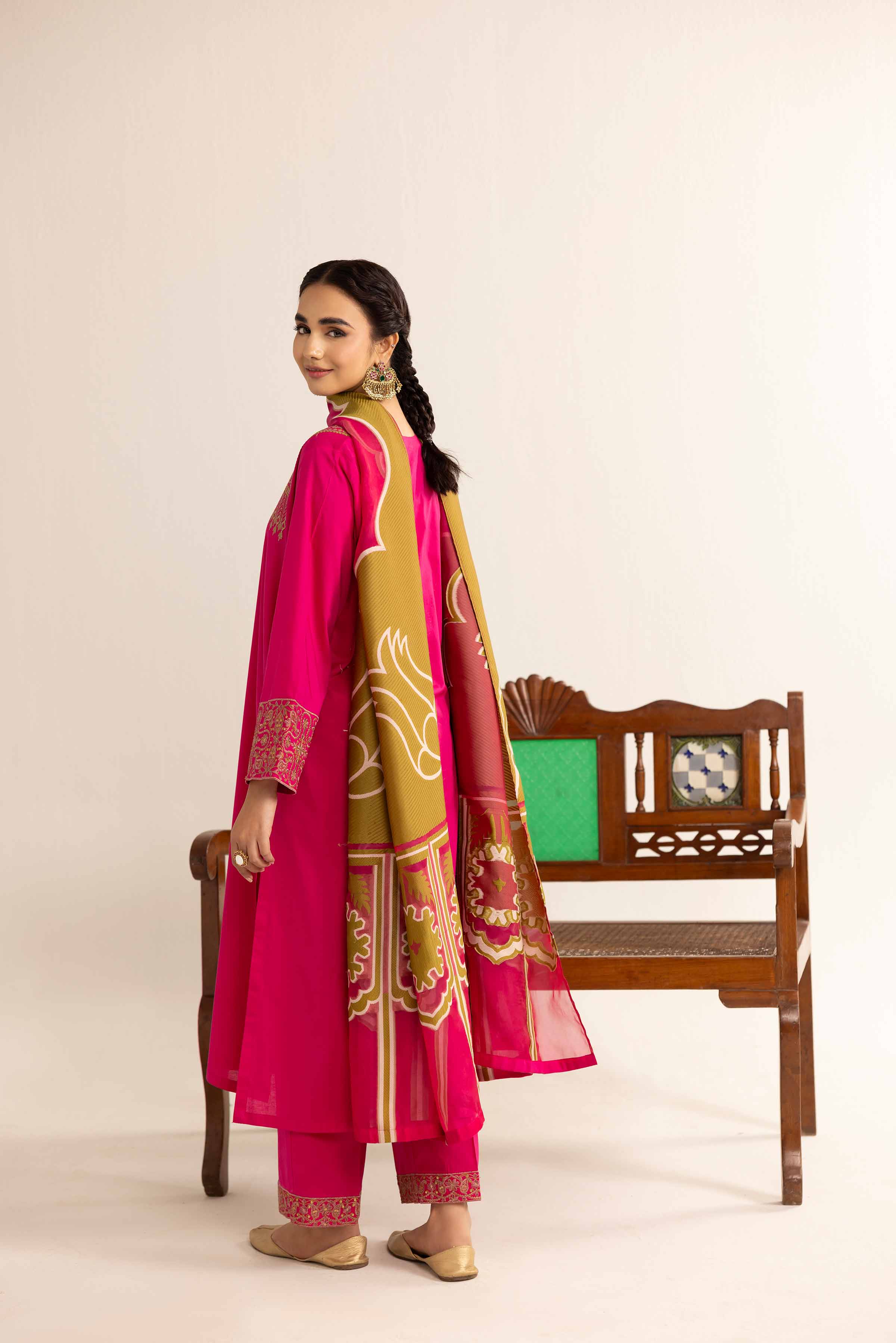 3 Piece - Printed Embroidered Suit - PE25-179 - Image 3