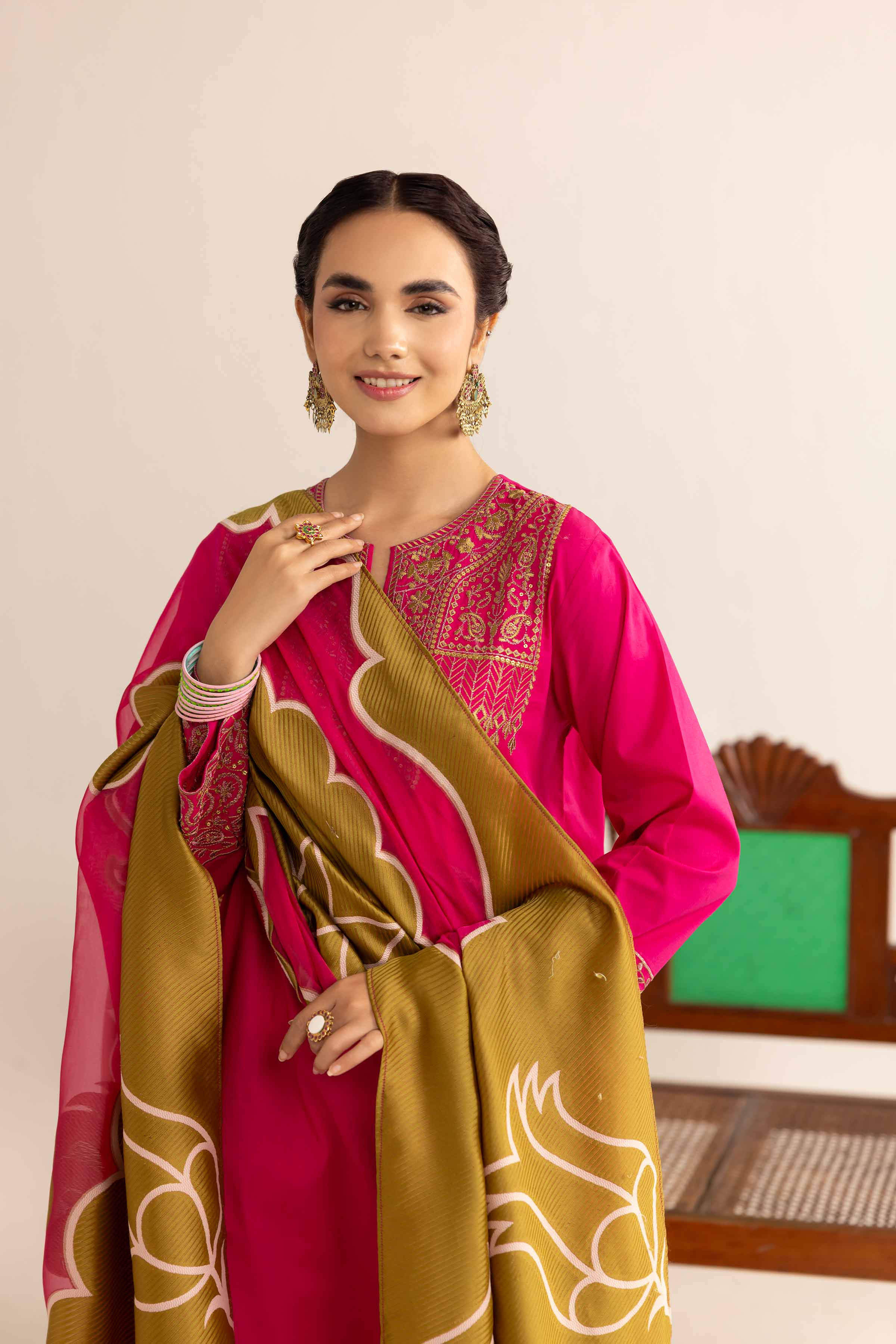 3 Piece - Printed Embroidered Suit - PE25-179 - Image 5