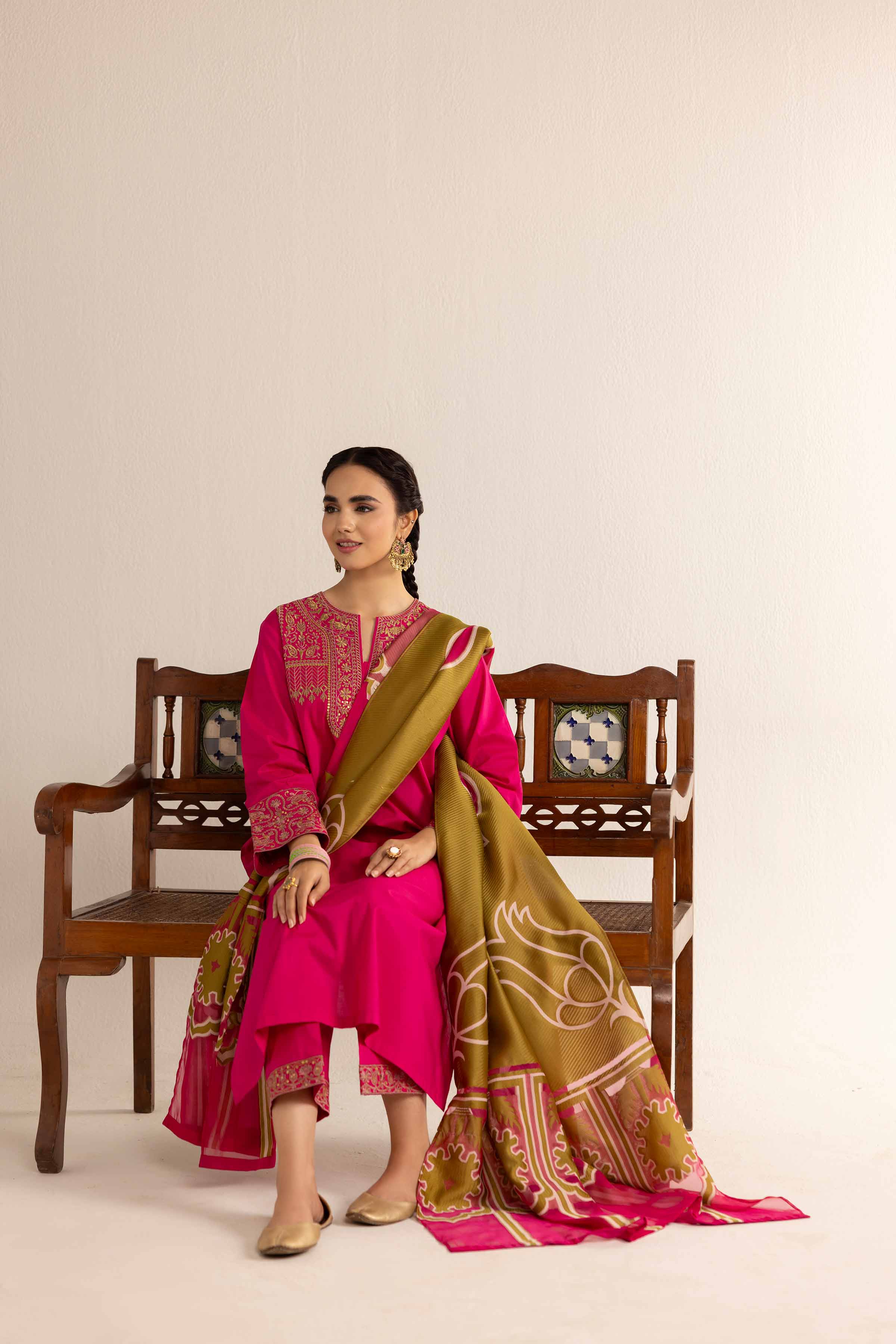 3 Piece - Printed Embroidered Suit - PE25-179 - Image 6