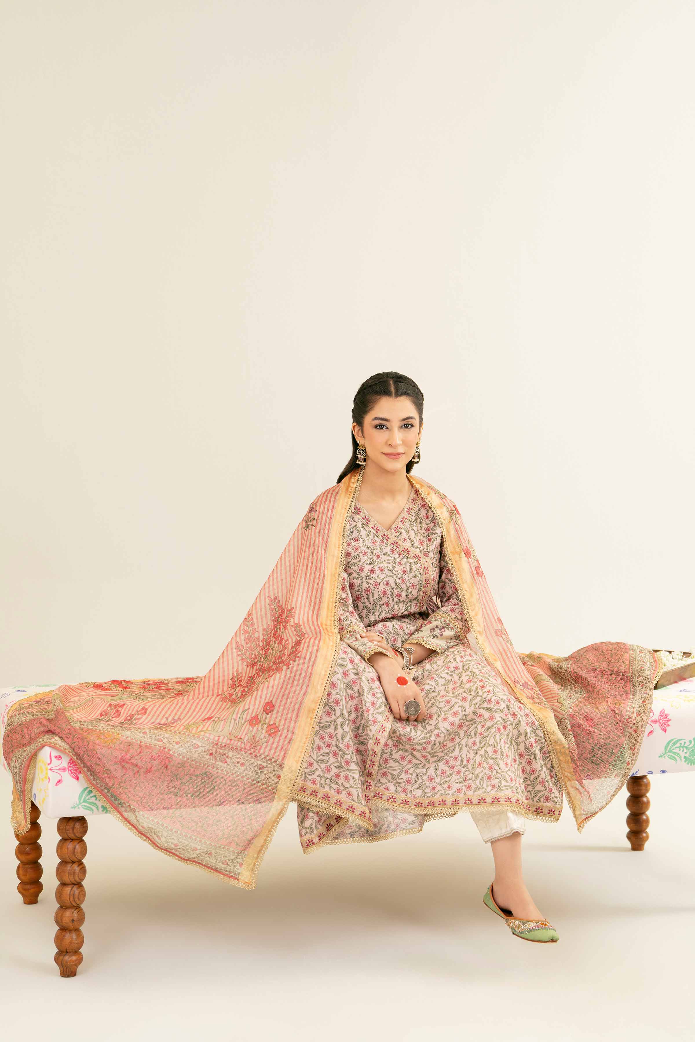 2 Piece - Printed Embroidered Suit - PE25-260 - Image 8