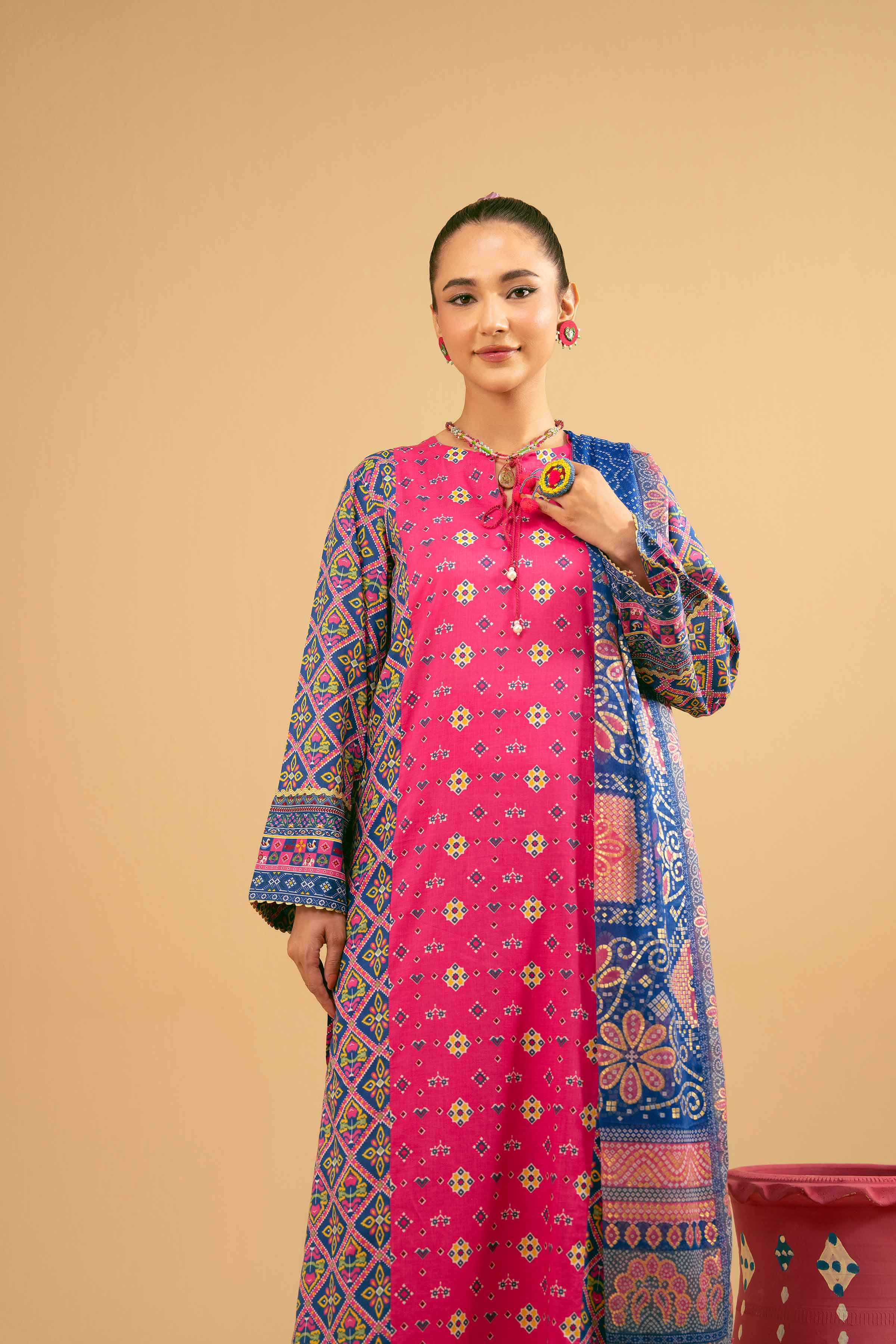 3 Piece - Printed Embroidered Suit - PE25-280 - Image 6