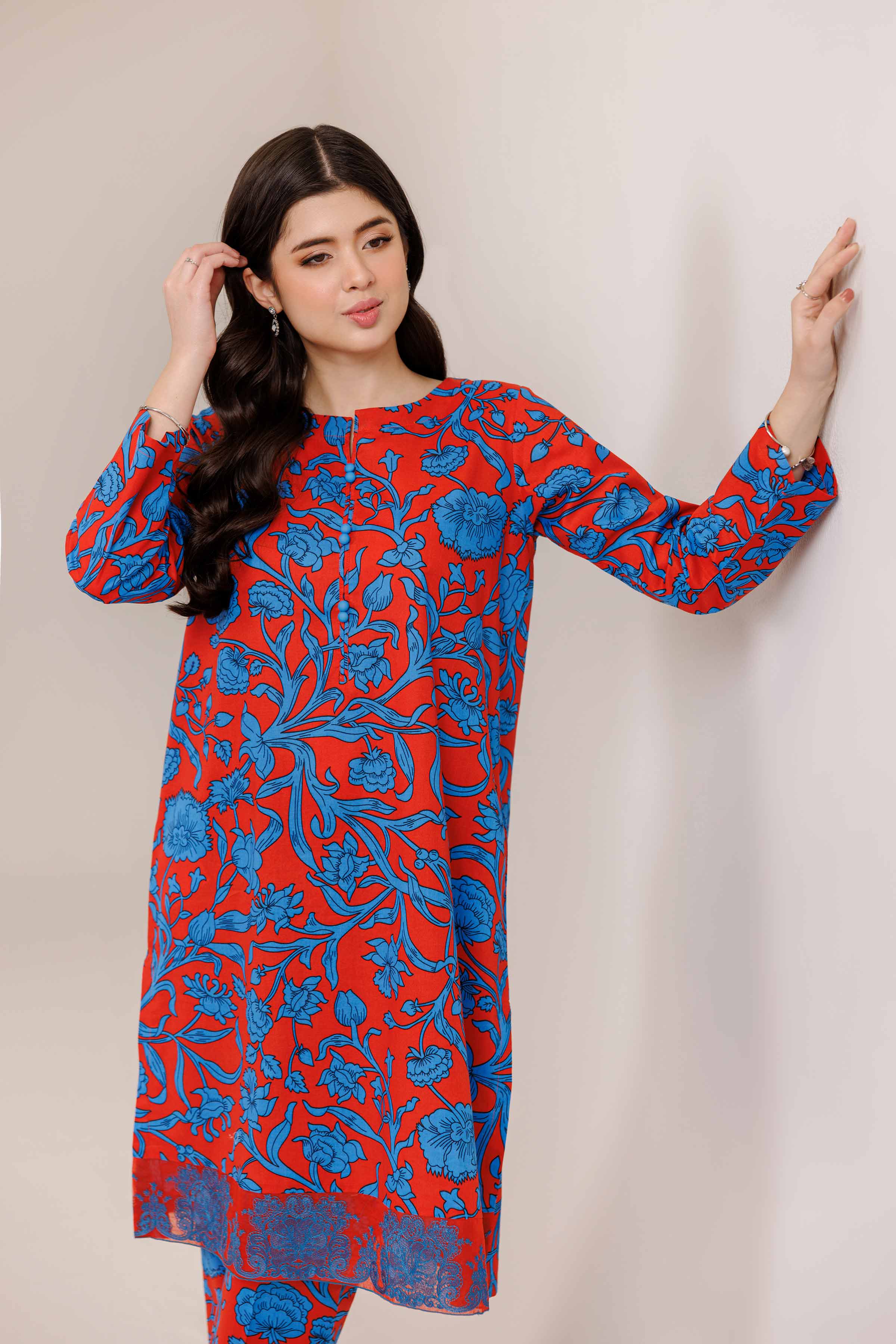 2 Piece - Printed Embroidered Suit - PE25-302 - Image 4