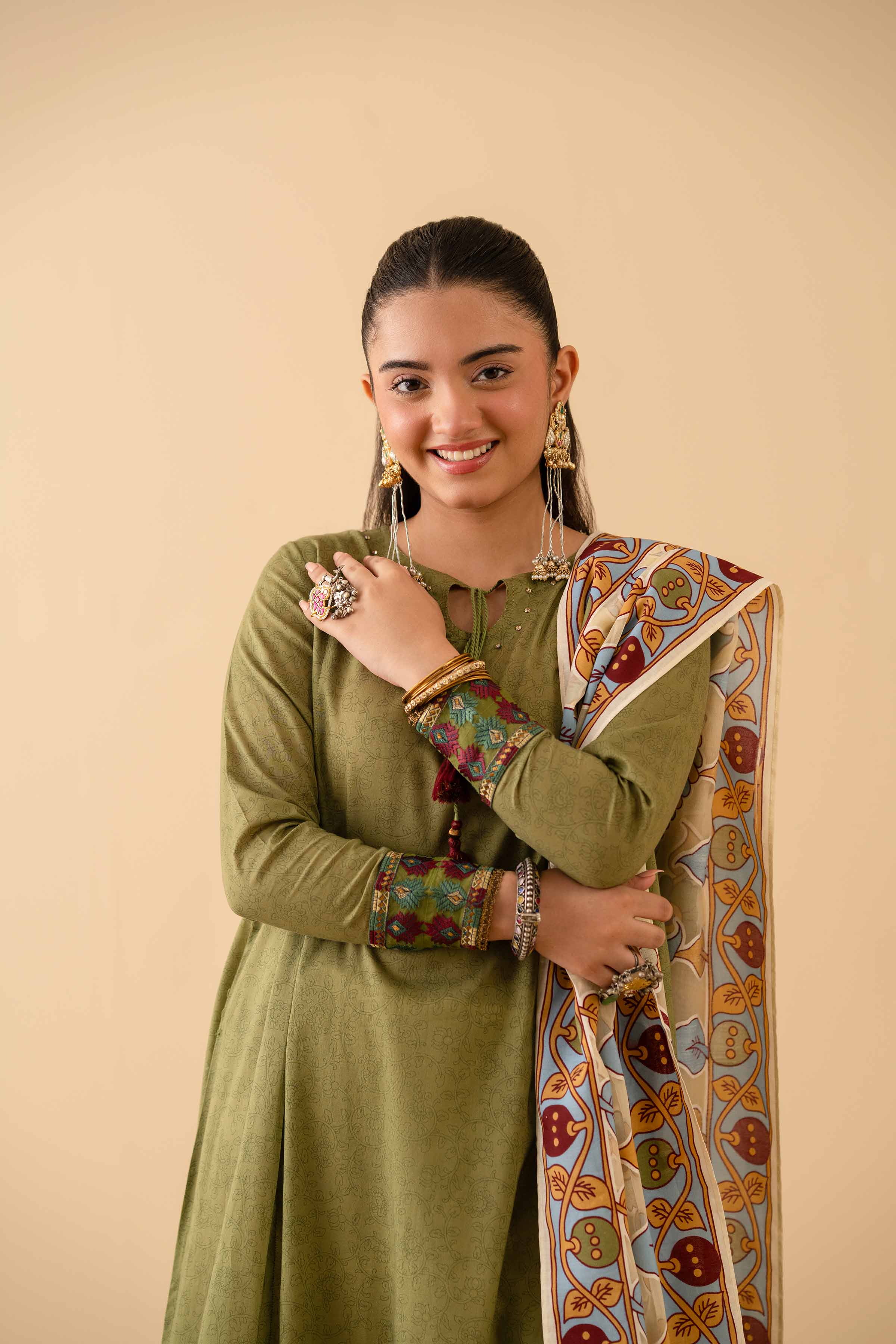 2 Piece - Printed Embroidered Suit - PE25-314 - Image 5