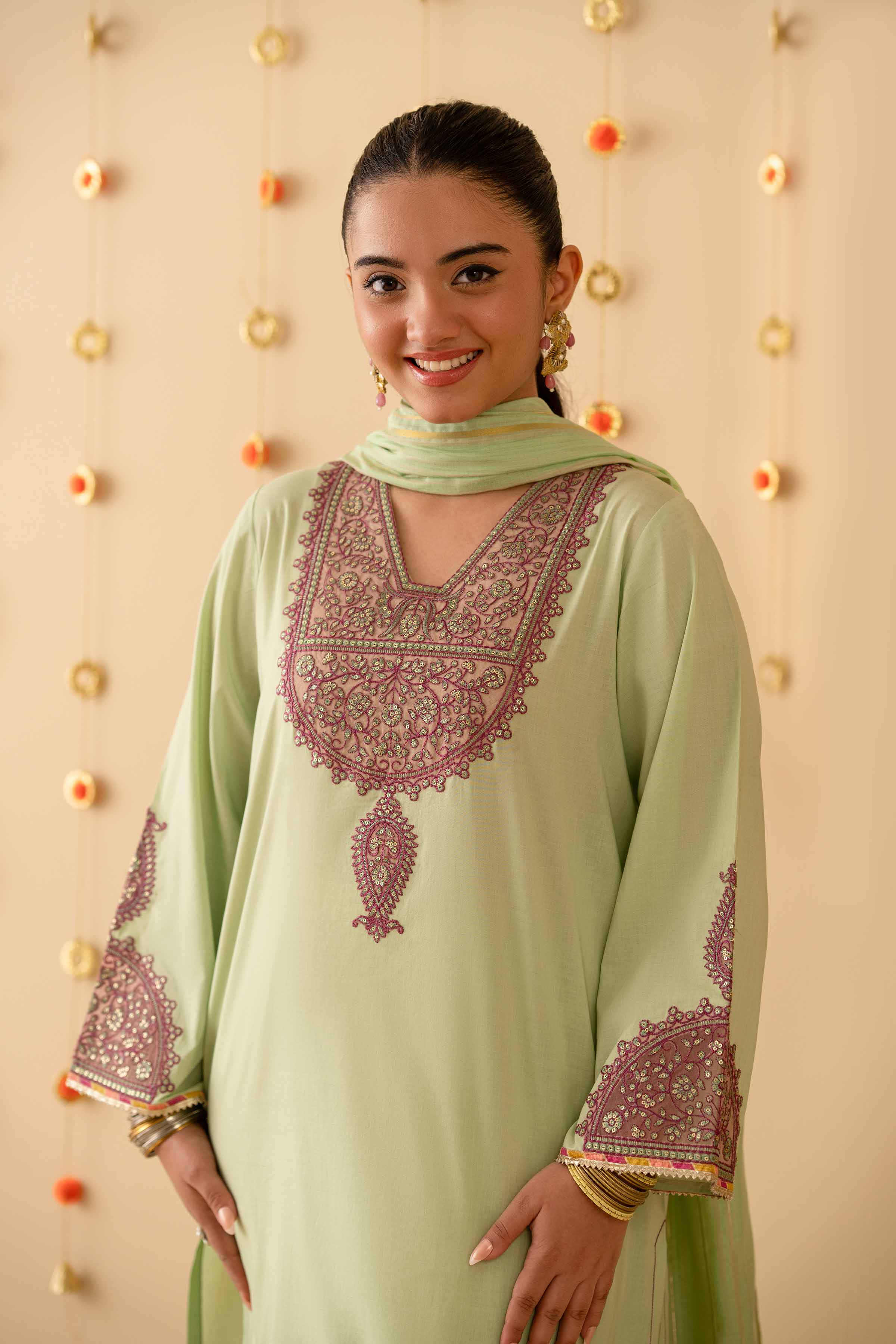 2 Piece - Embroidered Suit - PE25-383 - Image 5
