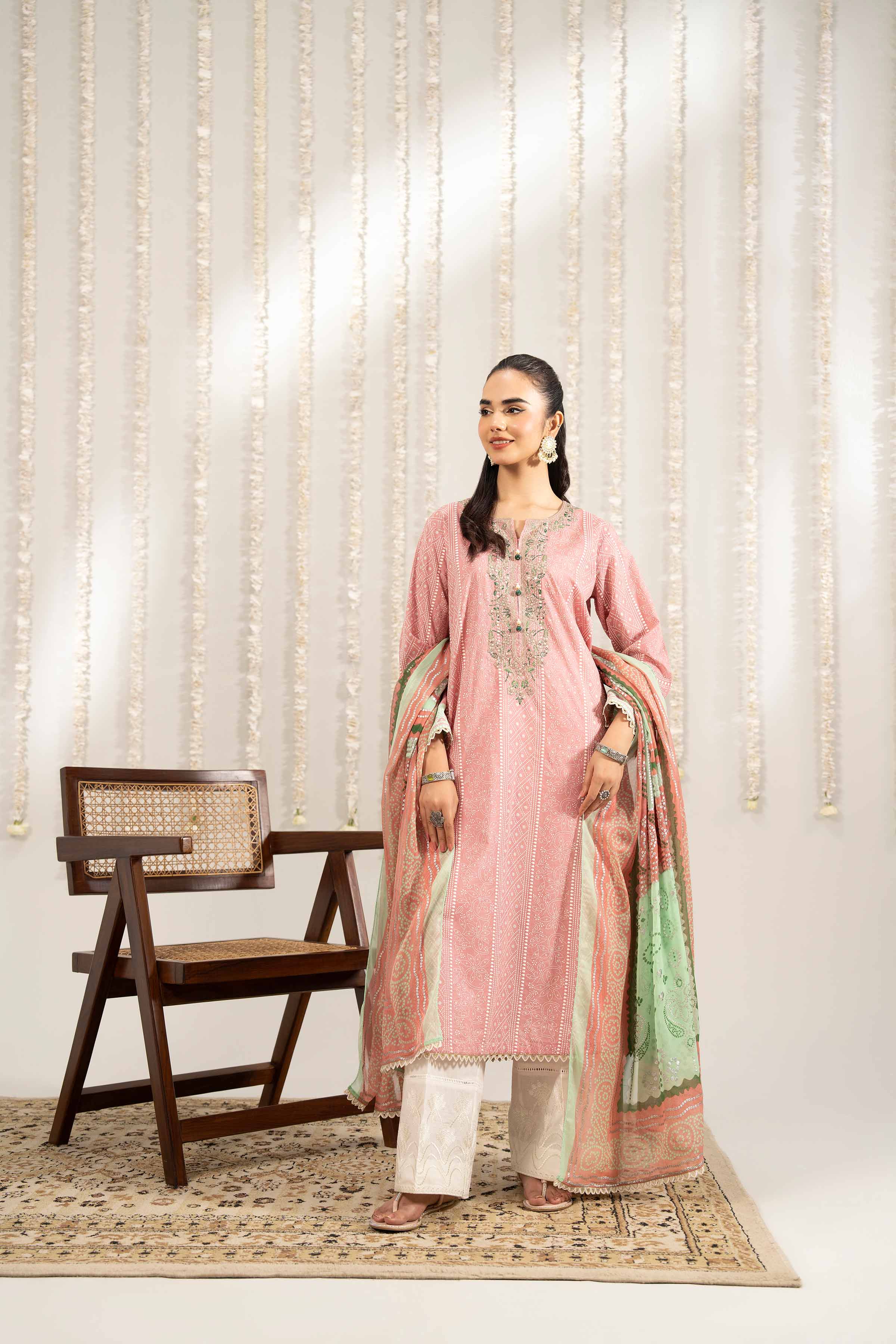 2 Piece - Printed Embroidered Suit - PE25-388 - Image 6
