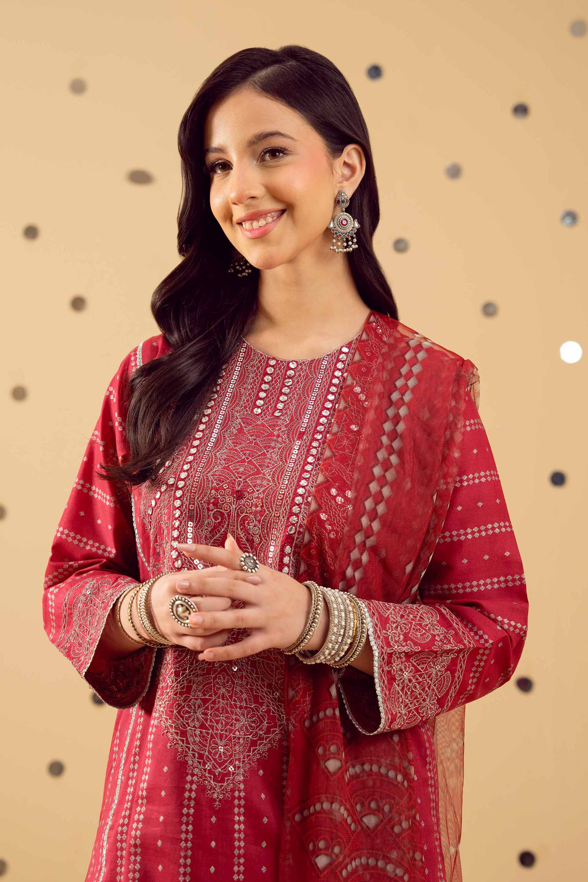 2 Piece - Printed Embroidered Suit - PE25-389