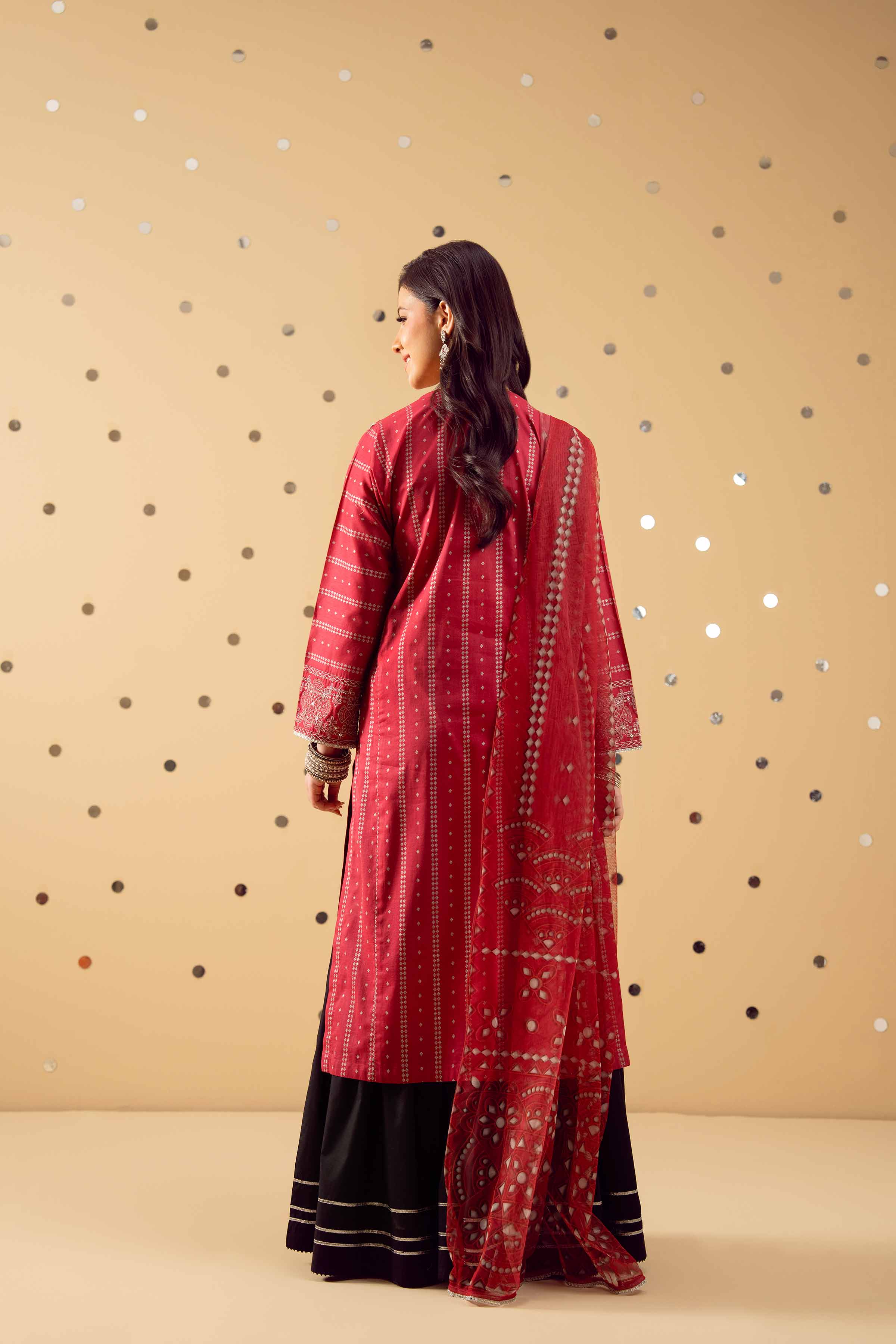 2 Piece - Printed Embroidered Suit - PE25-389 - Image 3