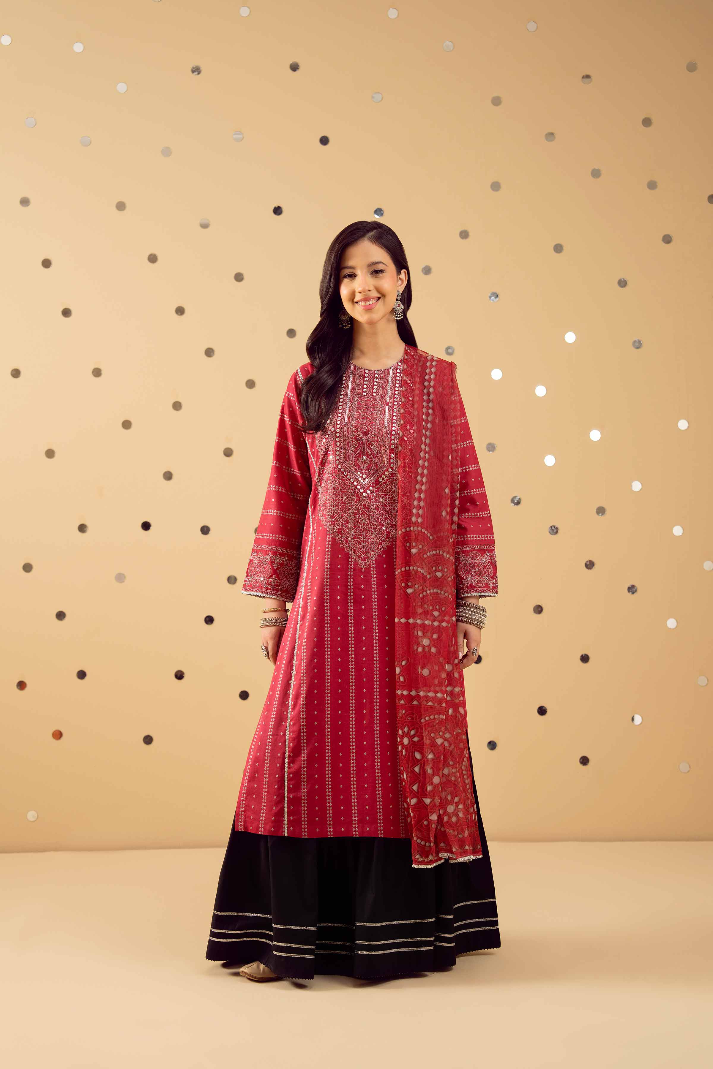 2 Piece - Printed Embroidered Suit - PE25-389 - Image 4