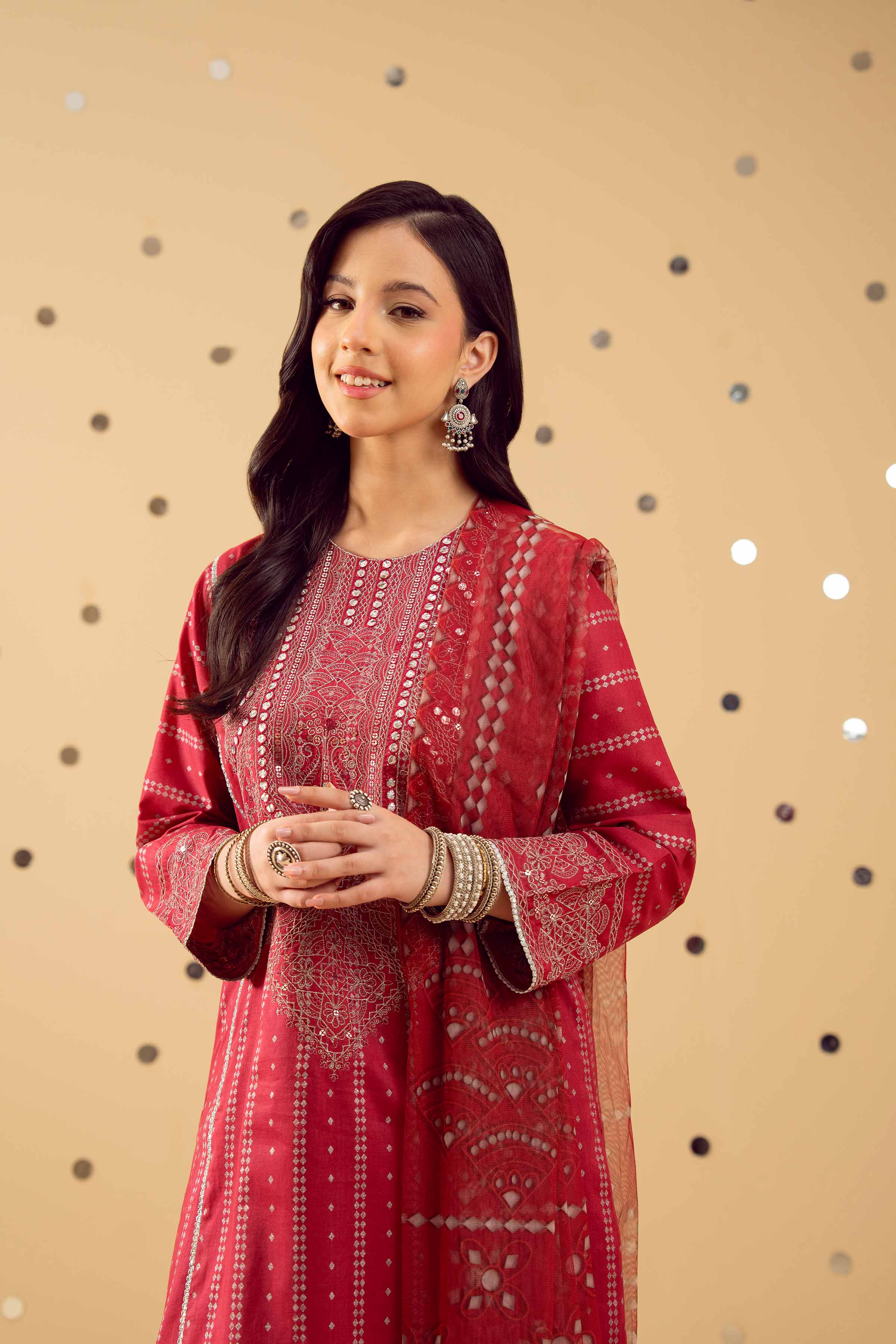 2 Piece - Printed Embroidered Suit - PE25-389 - Image 5