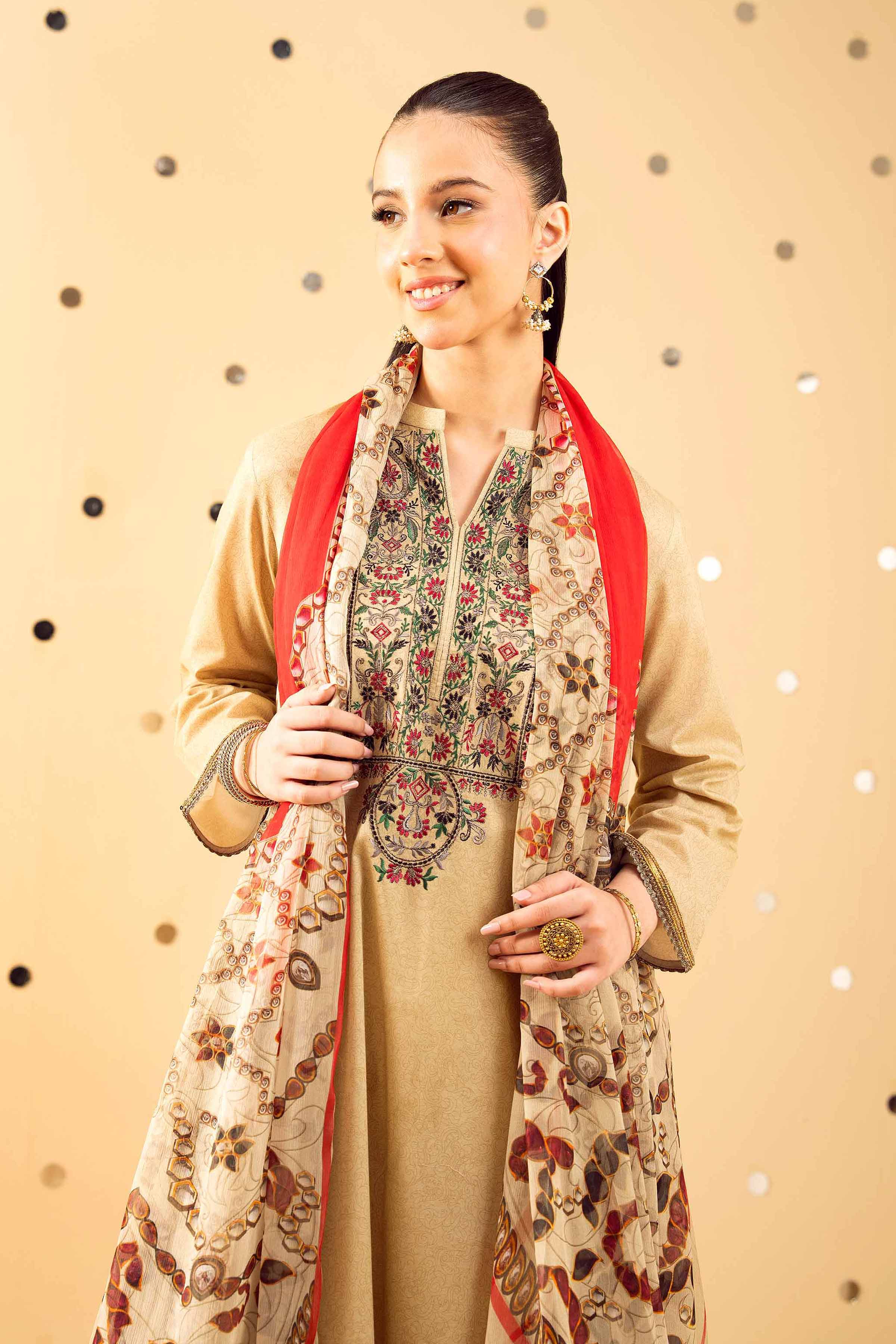 2 Piece - Printed Embroidered Suit - PE25-391 - Image 2