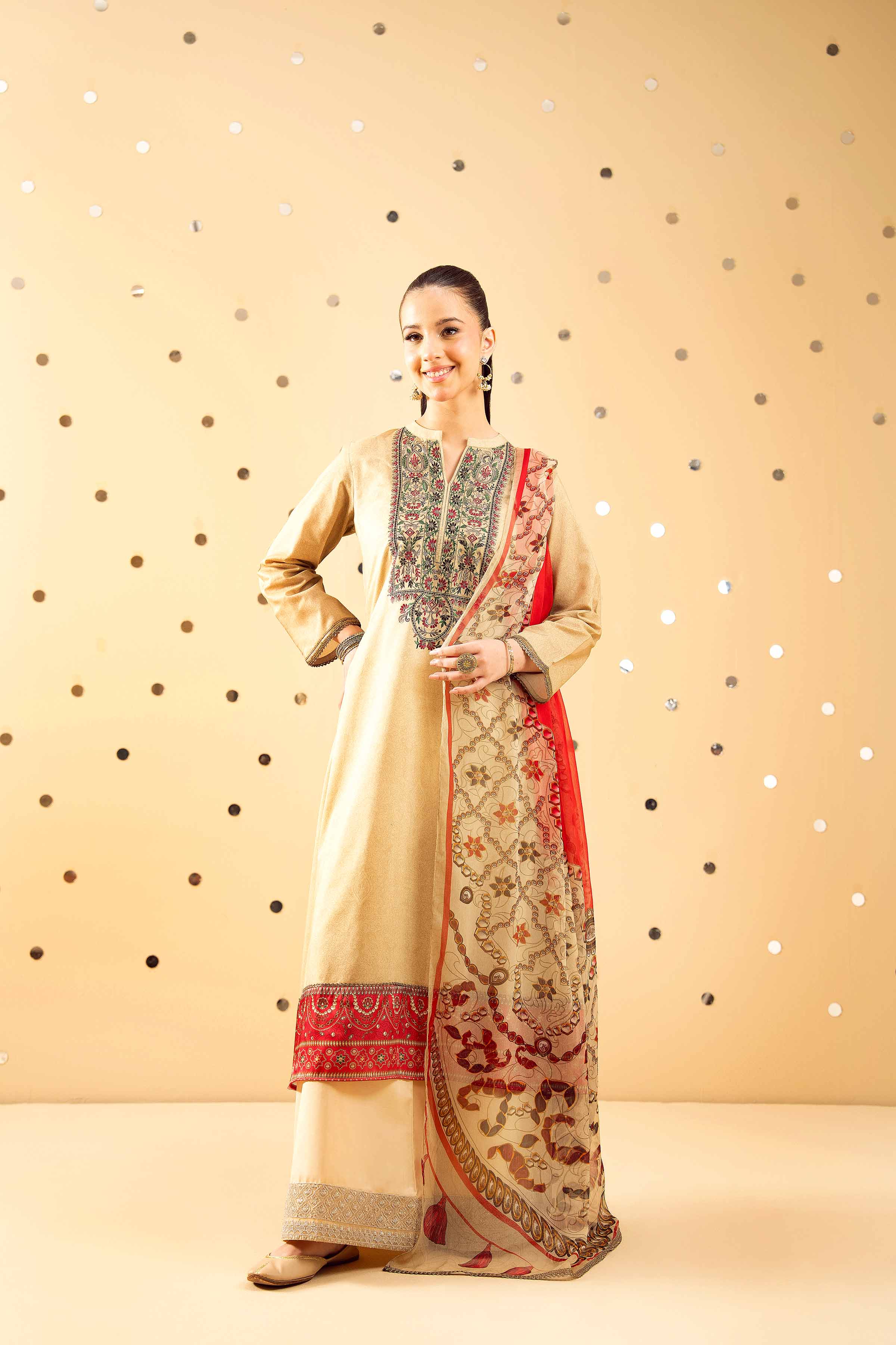 2 Piece - Printed Embroidered Suit - PE25-391 - Image 4
