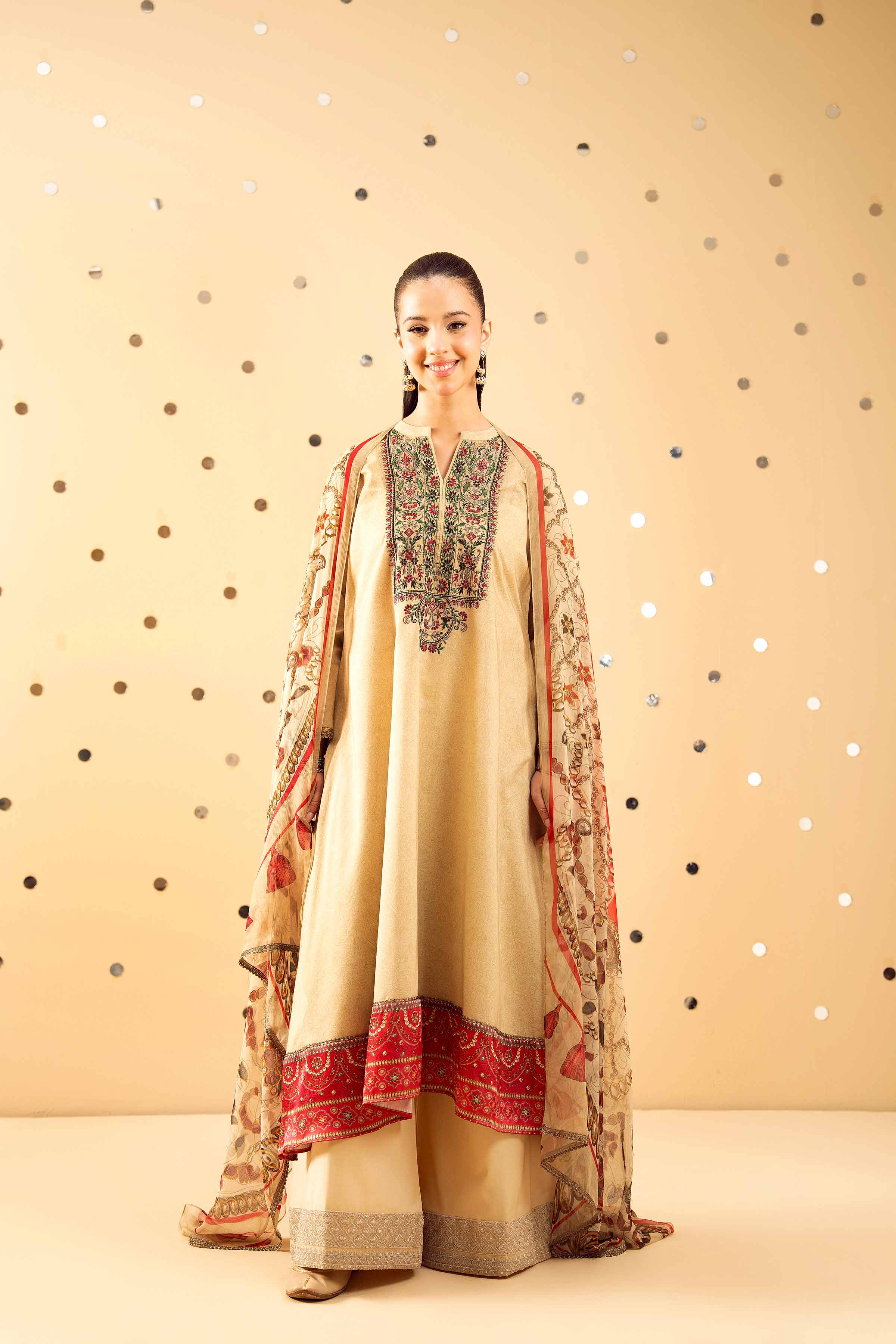 2 Piece - Printed Embroidered Suit - PE25-391 - Image 5