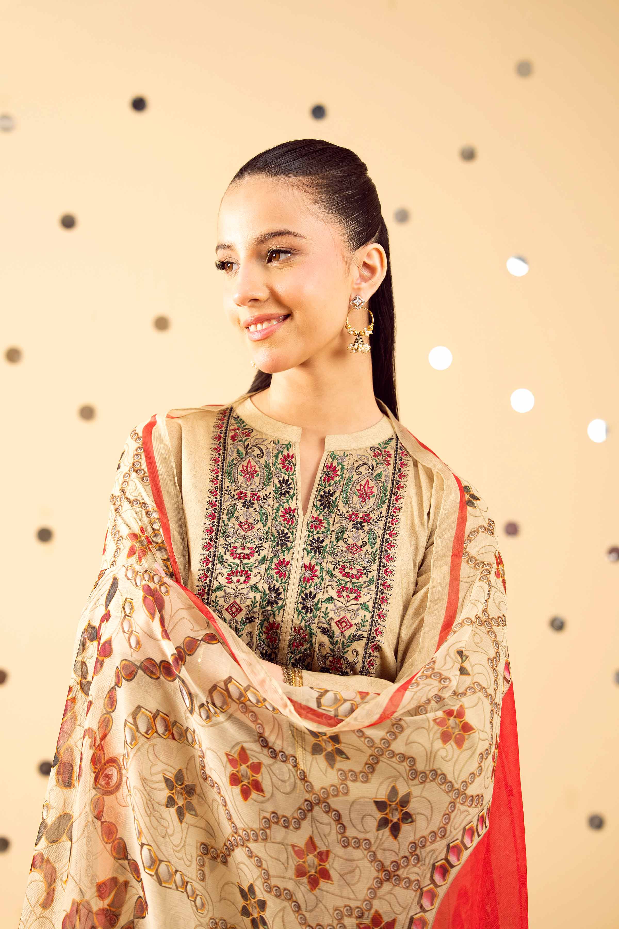 2 Piece - Printed Embroidered Suit - PE25-391 - Image 6