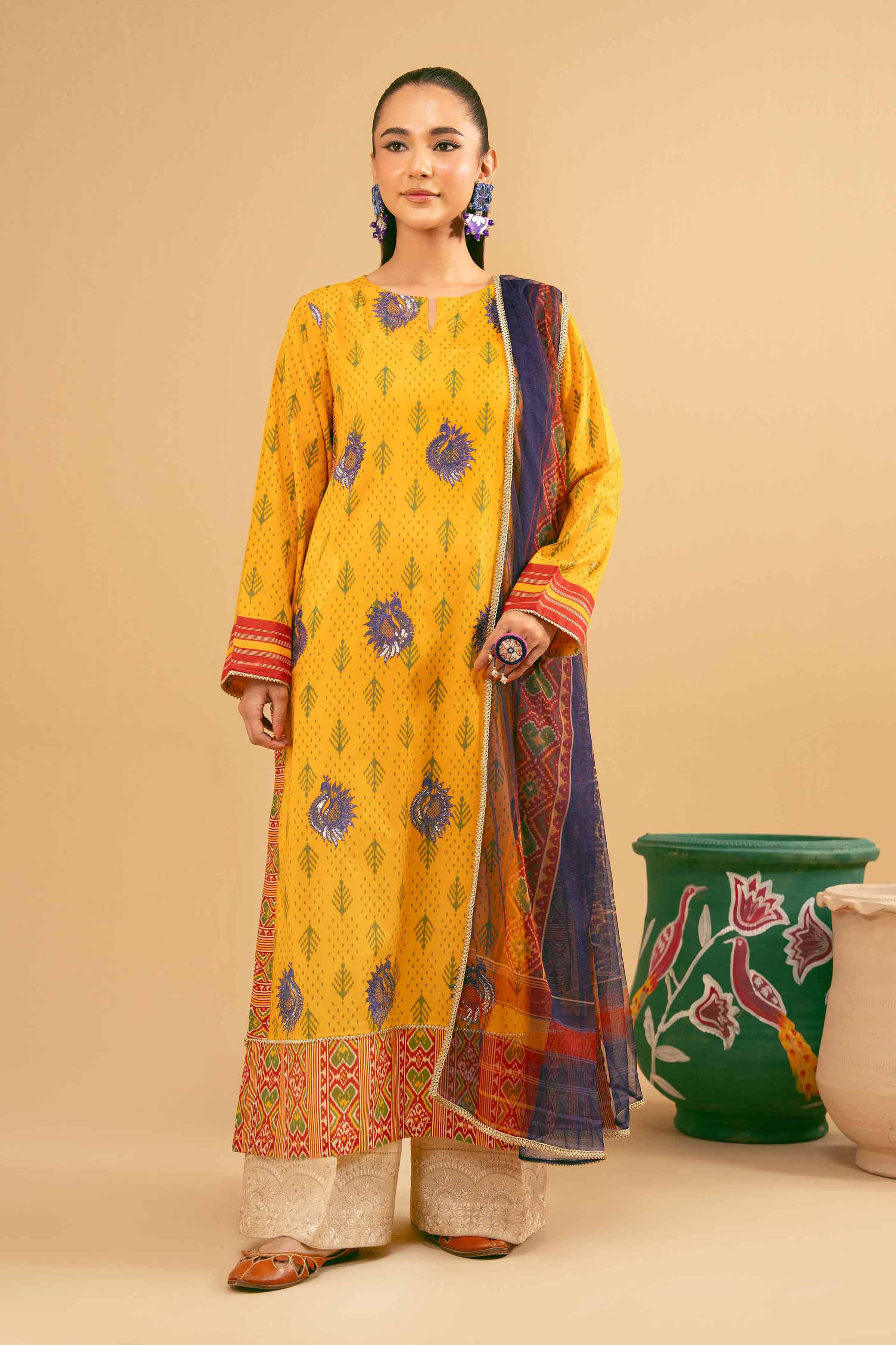 2 Piece - Printed Embroidered Suit - PE25-395 - Image 2