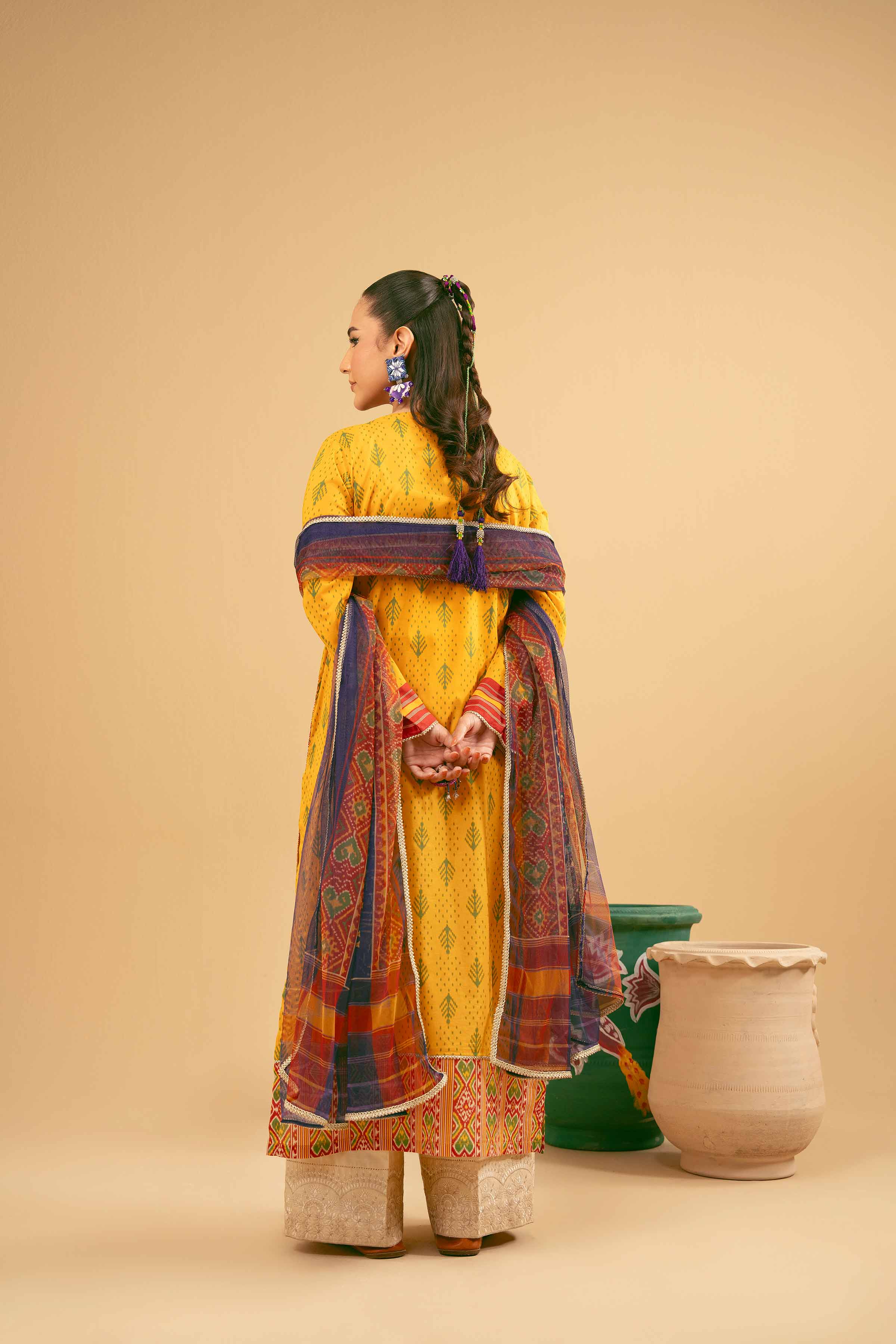 2 Piece - Printed Embroidered Suit - PE25-395 - Image 3