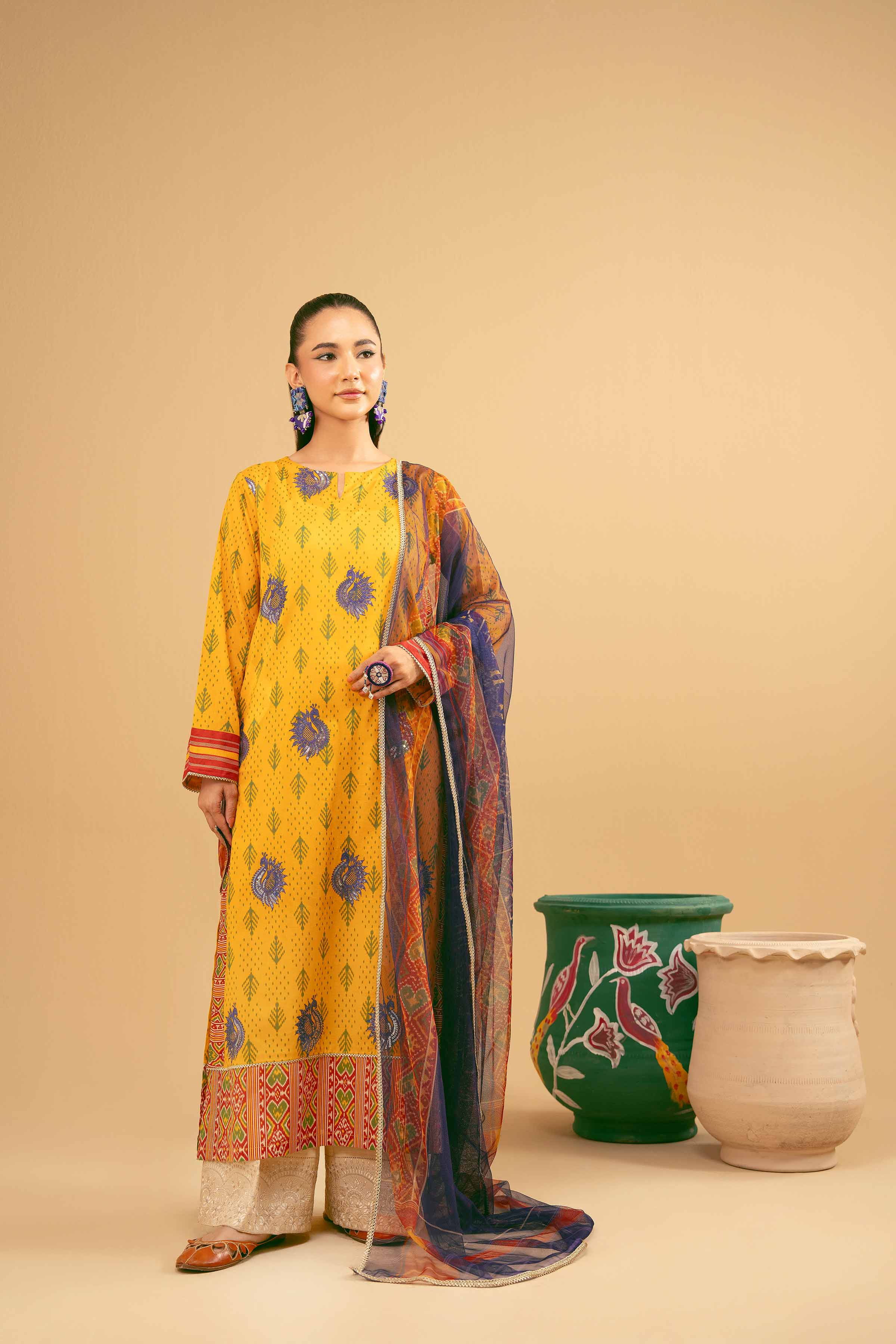 2 Piece - Printed Embroidered Suit - PE25-395 - Image 5