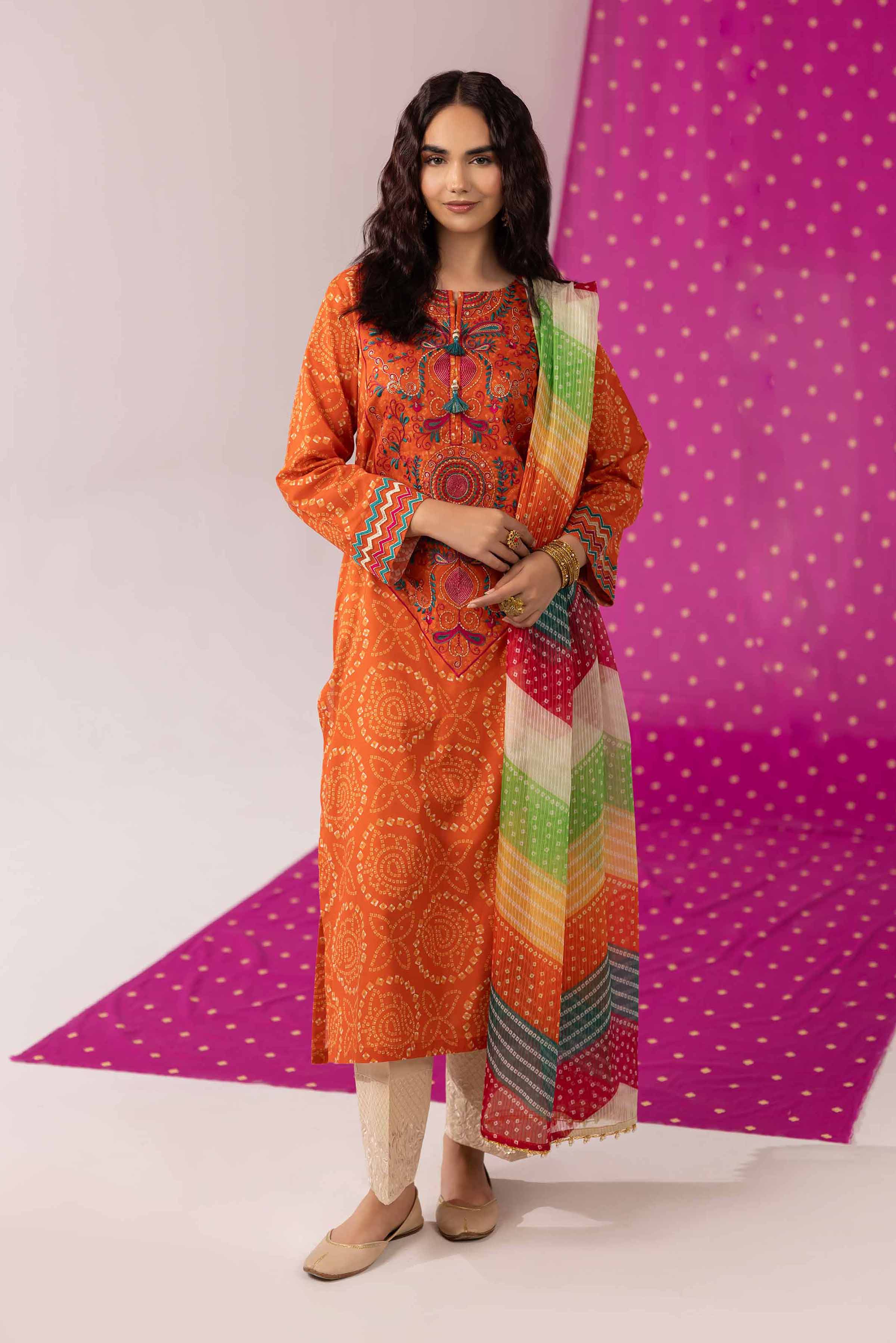 2 Piece - Printed Embroidered Suit - PE25-412 - Image 2