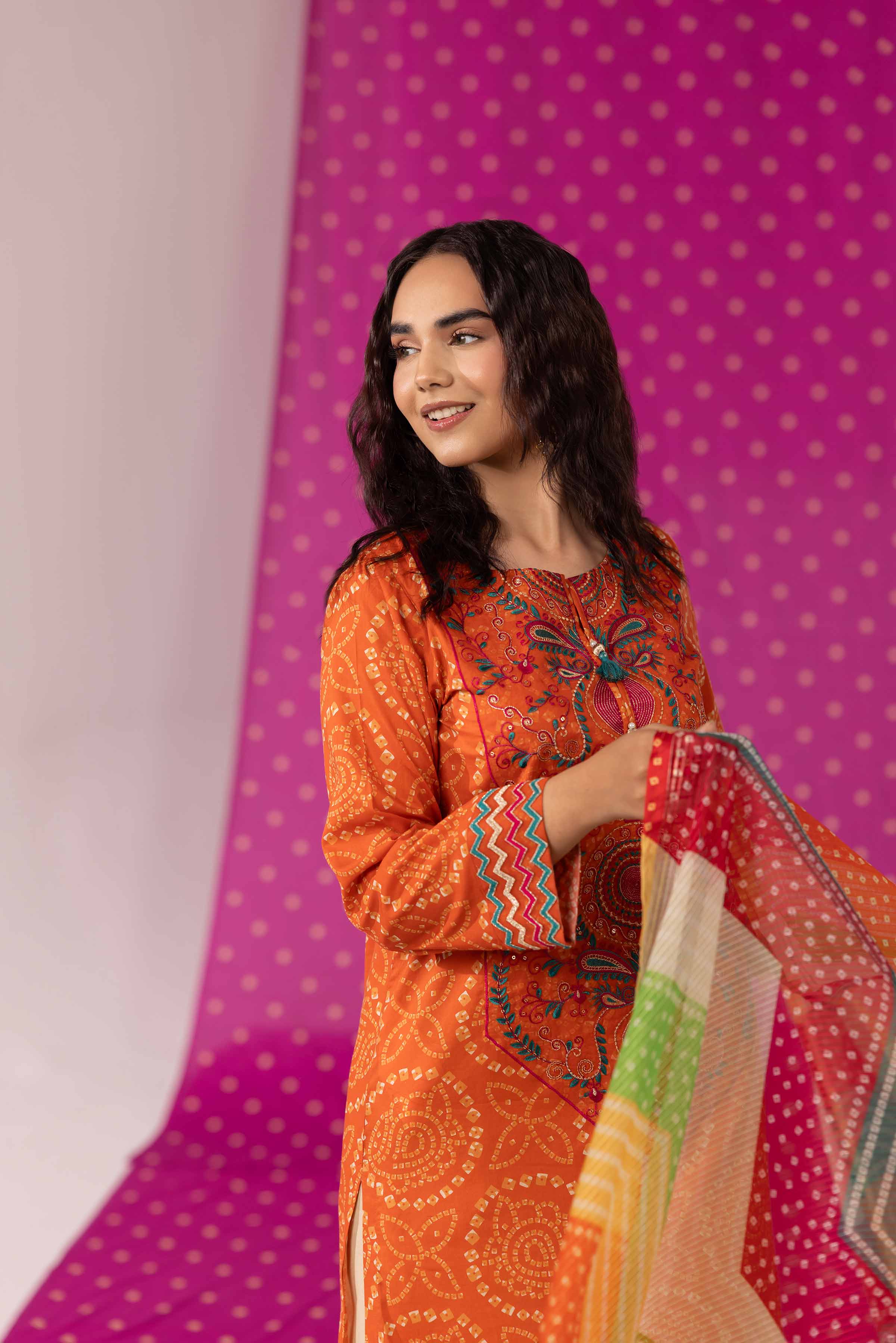 2 Piece - Printed Embroidered Suit - PE25-412 - Image 4