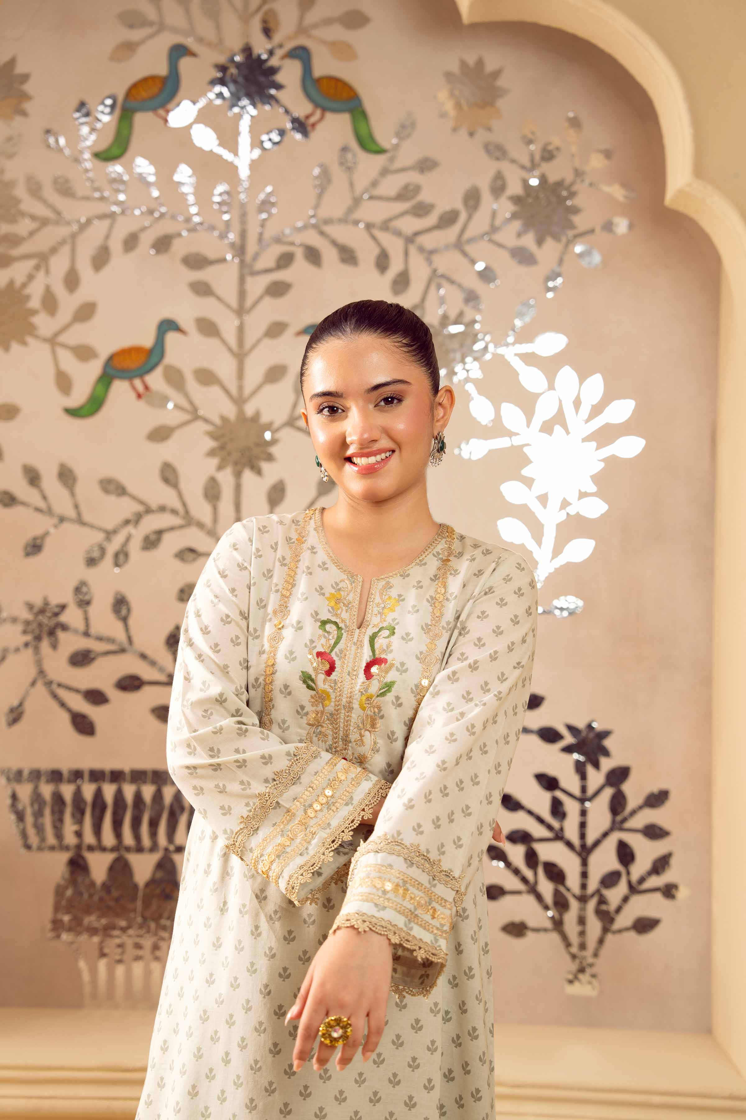 2 Piece - Printed Embroidered Suit - PE25-425 - Image 5