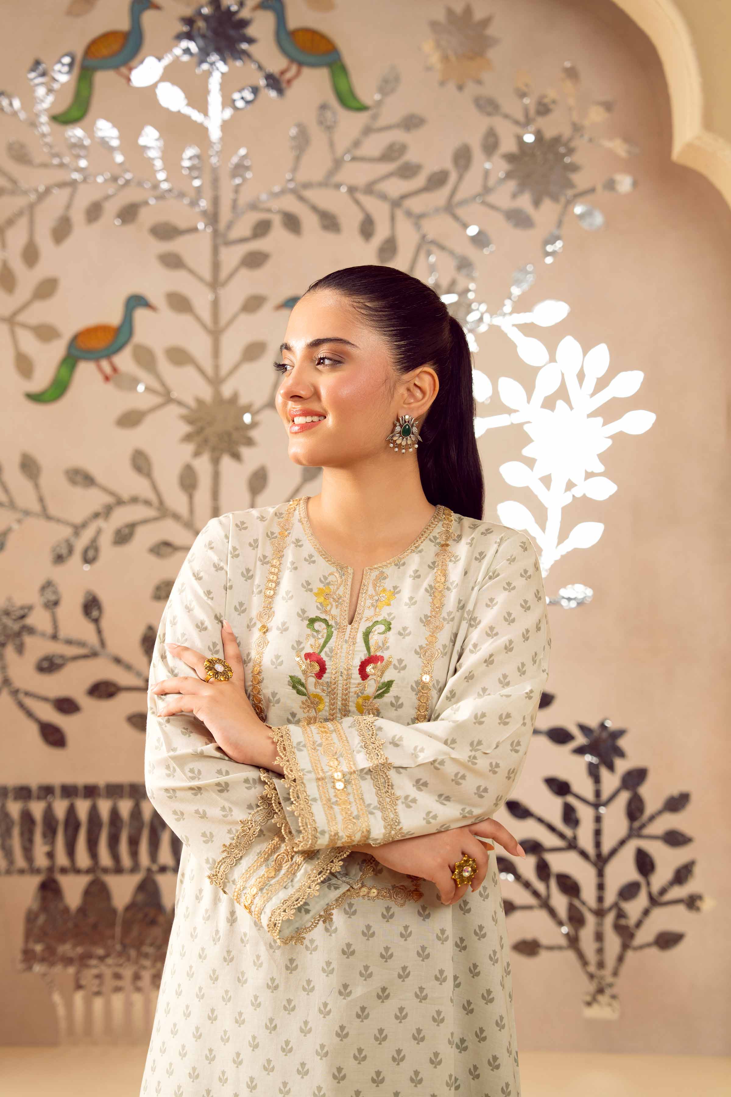 2 Piece - Printed Embroidered Suit - PE25-425 - Image 6