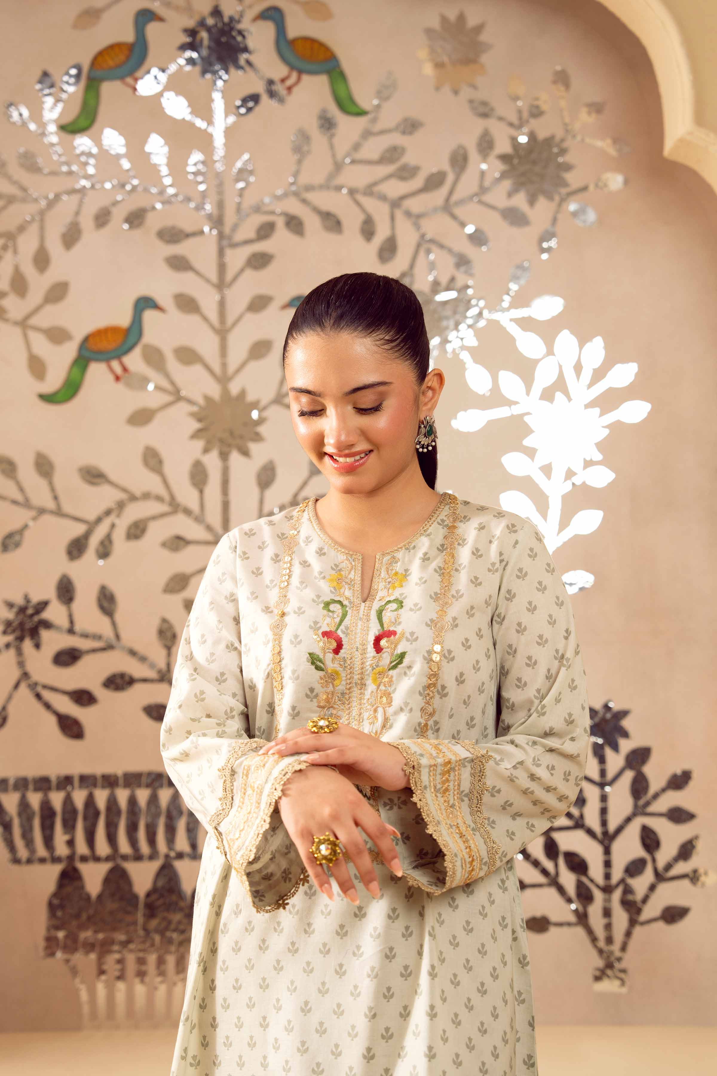 2 Piece - Printed Embroidered Suit - PE25-425 - Image 7