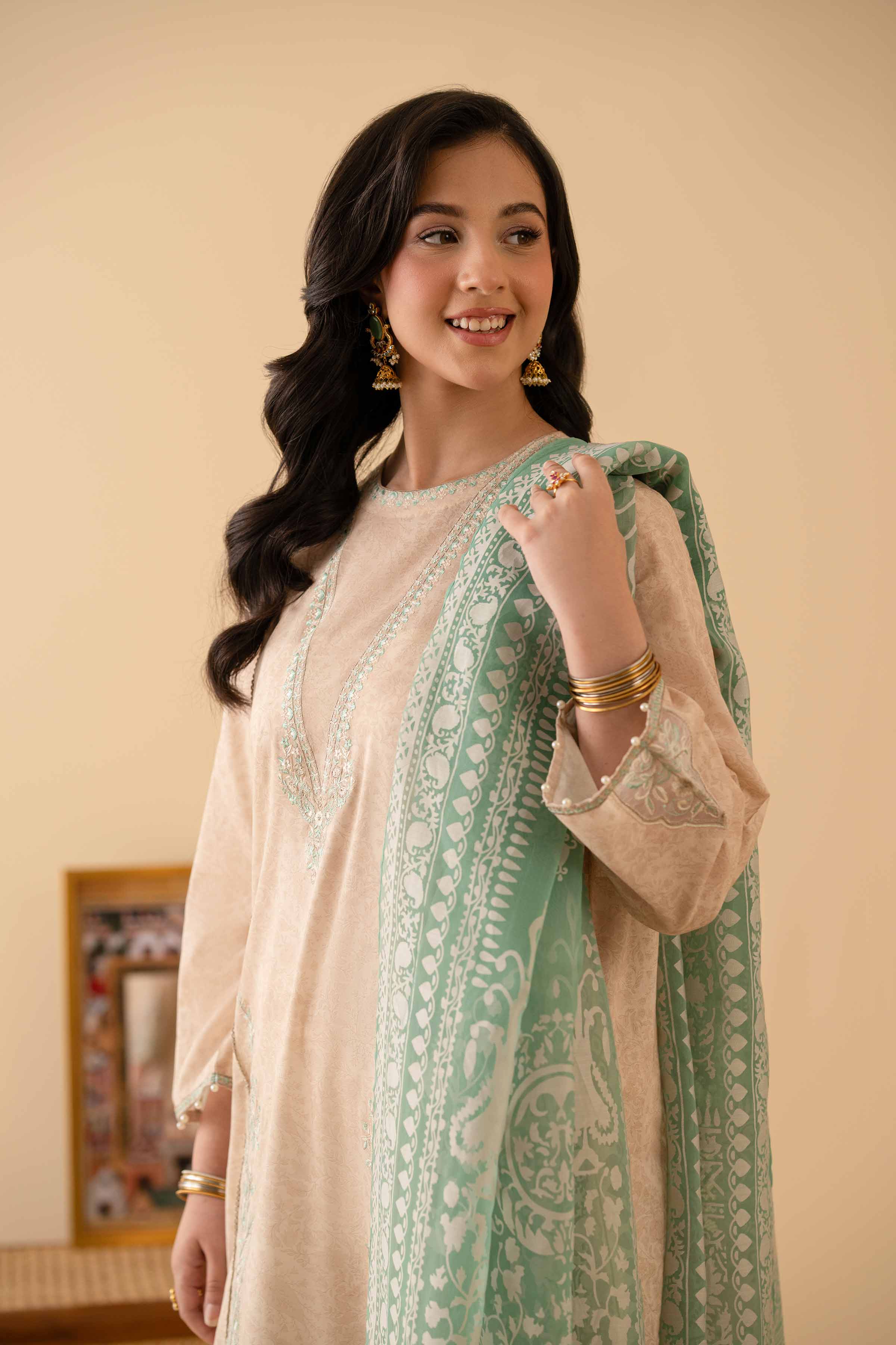 2 Piece - Printed Embroidered Suit - PE25-434 - Image 4