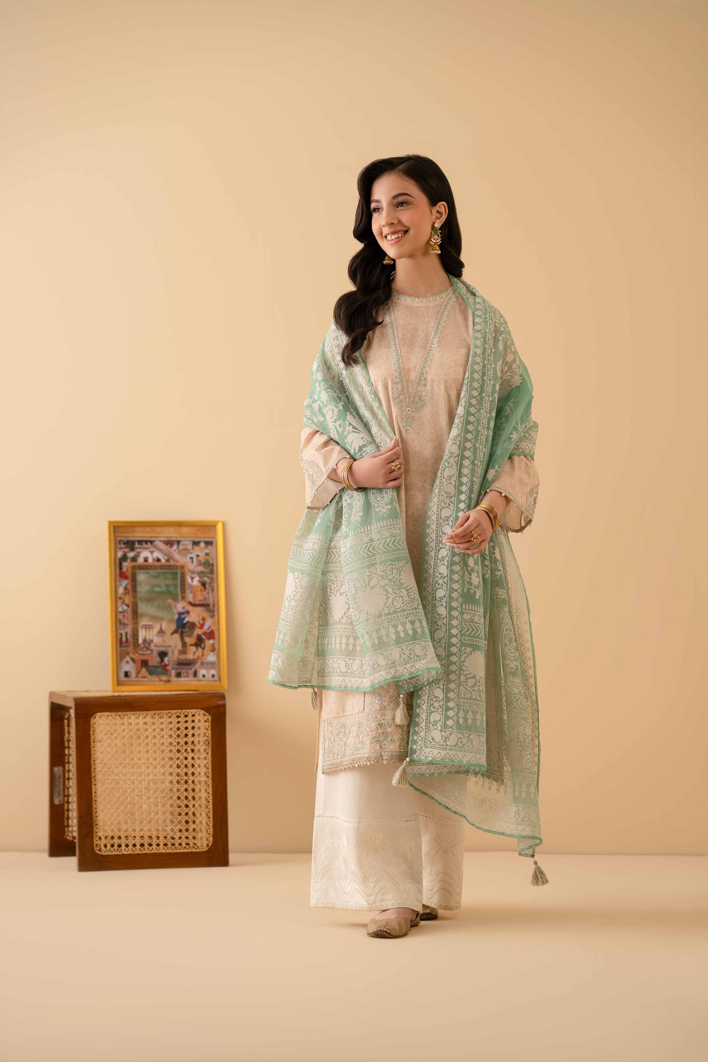 2 Piece - Printed Embroidered Suit - PE25-434 - Image 6