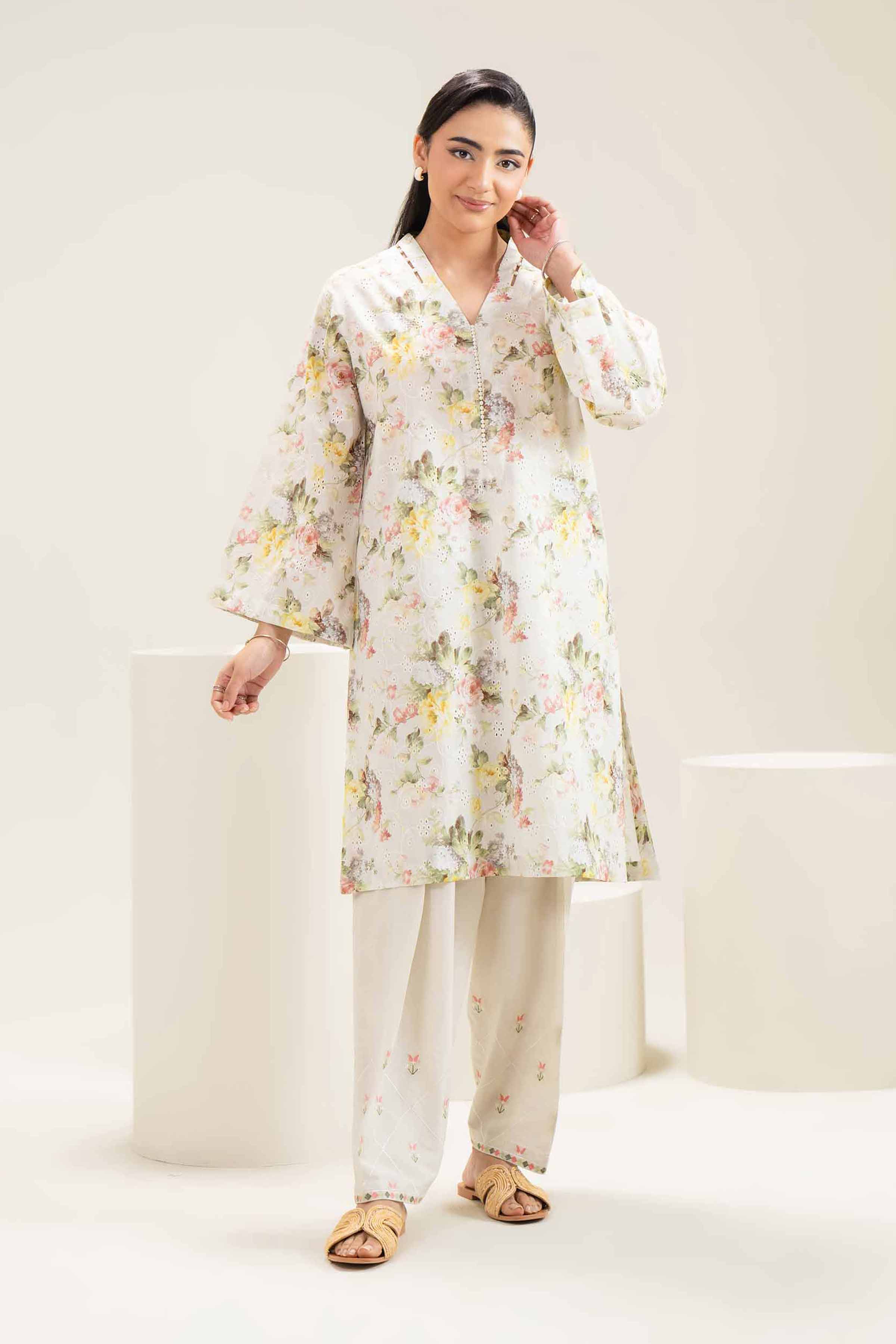 2 Piece - Printed Embroidered Suit - PE25-450 - Image 2
