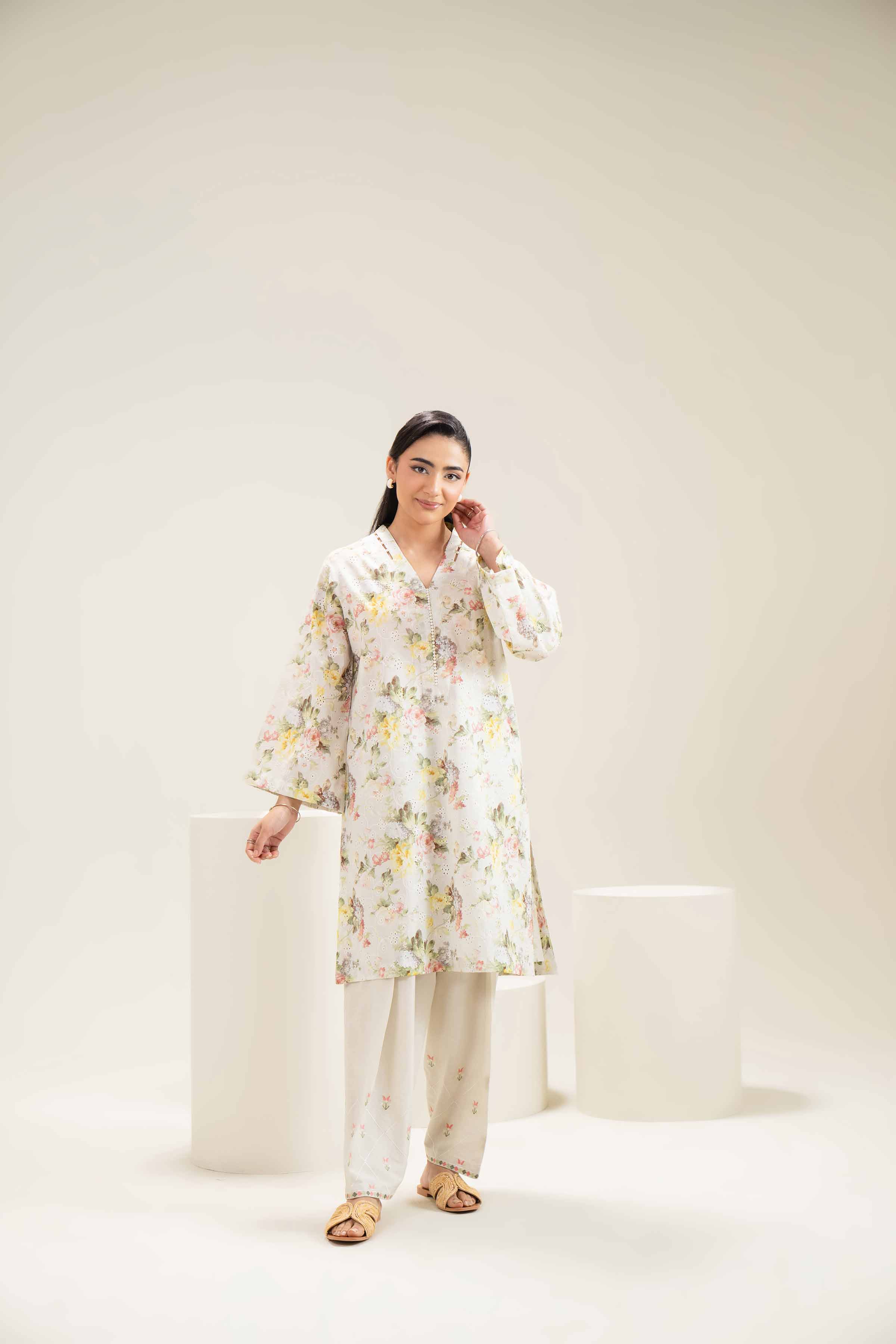 2 Piece - Printed Embroidered Suit - PE25-450 - Image 6