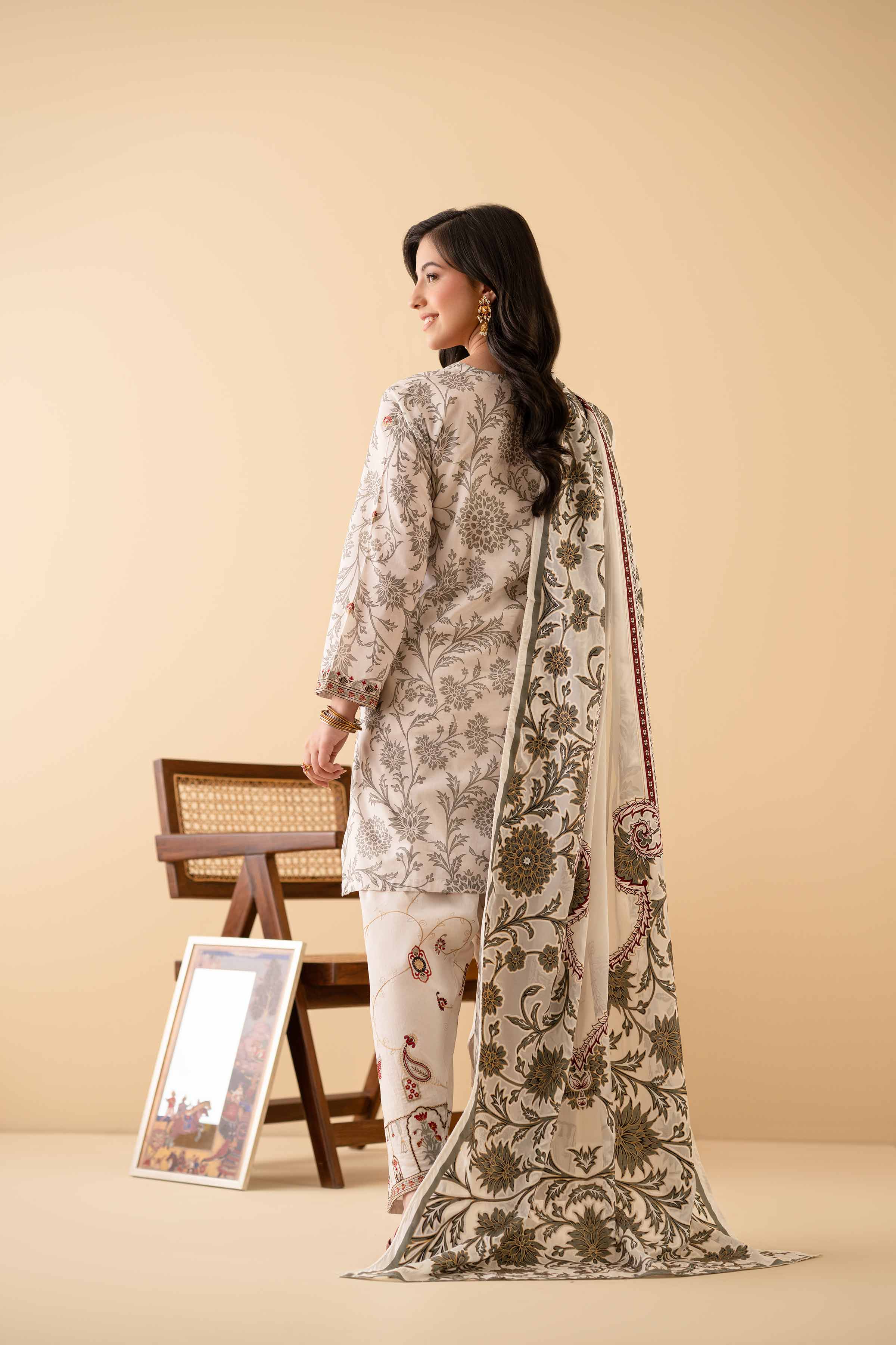 3 Piece - Printed Embroidered Suit - PE25-467 - Image 3